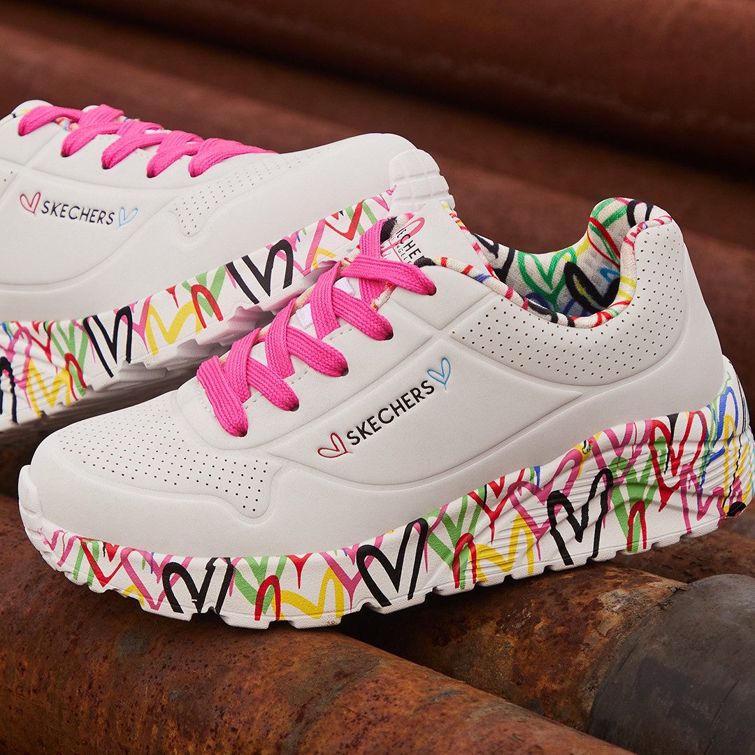 Skechers Sneakers UNO LITE-LOVELY LUV , veterschoen met bedrukte zool, maat sjabloon te downloaden