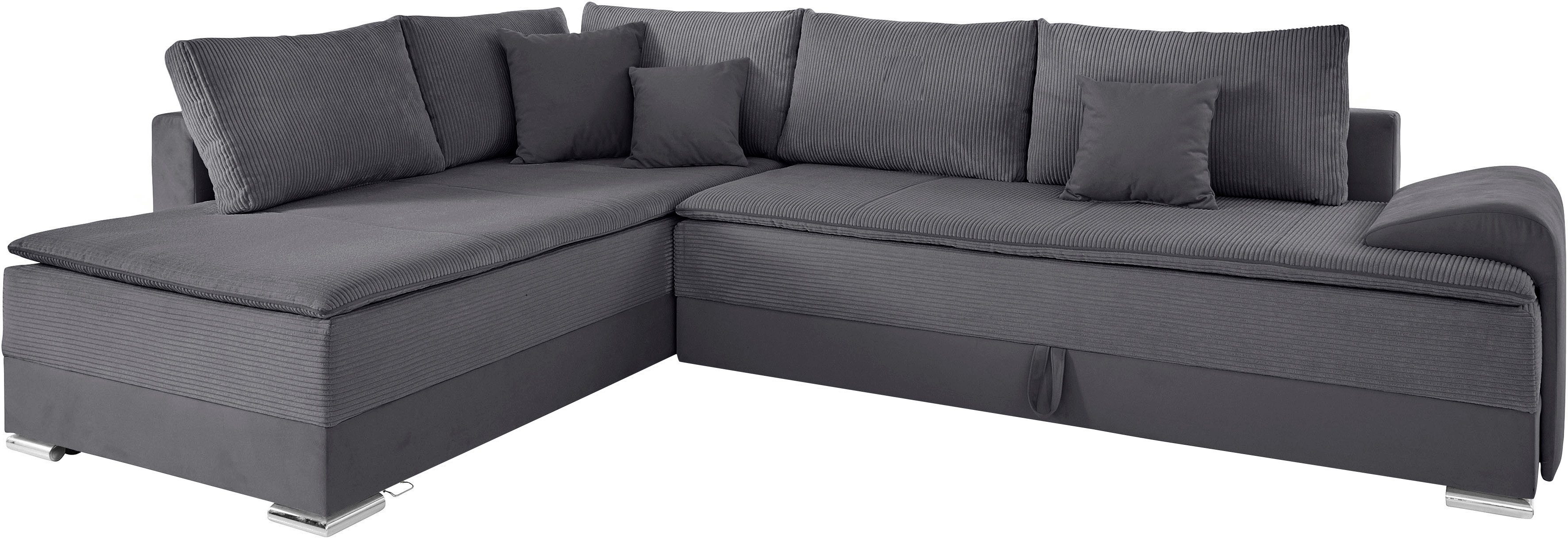 INOSIGN Hoekbank Boxspringbed Night & Day L-vorm met permanente slaapfunctie met armleuning