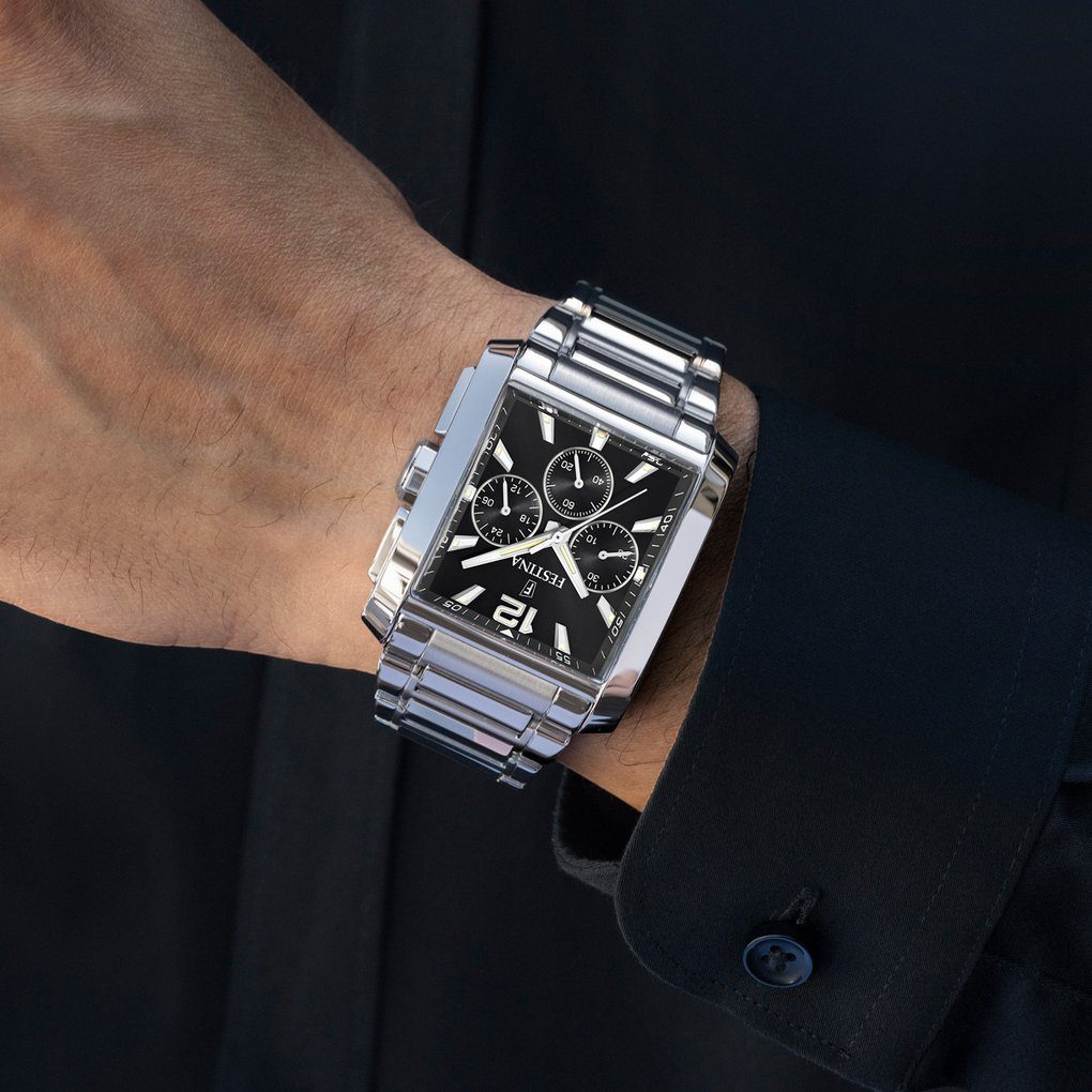 Festina Chronograaf F20635/1 Horloge, quartzhorloge, herenhorloge, stopwatchfunctie, stalen armband