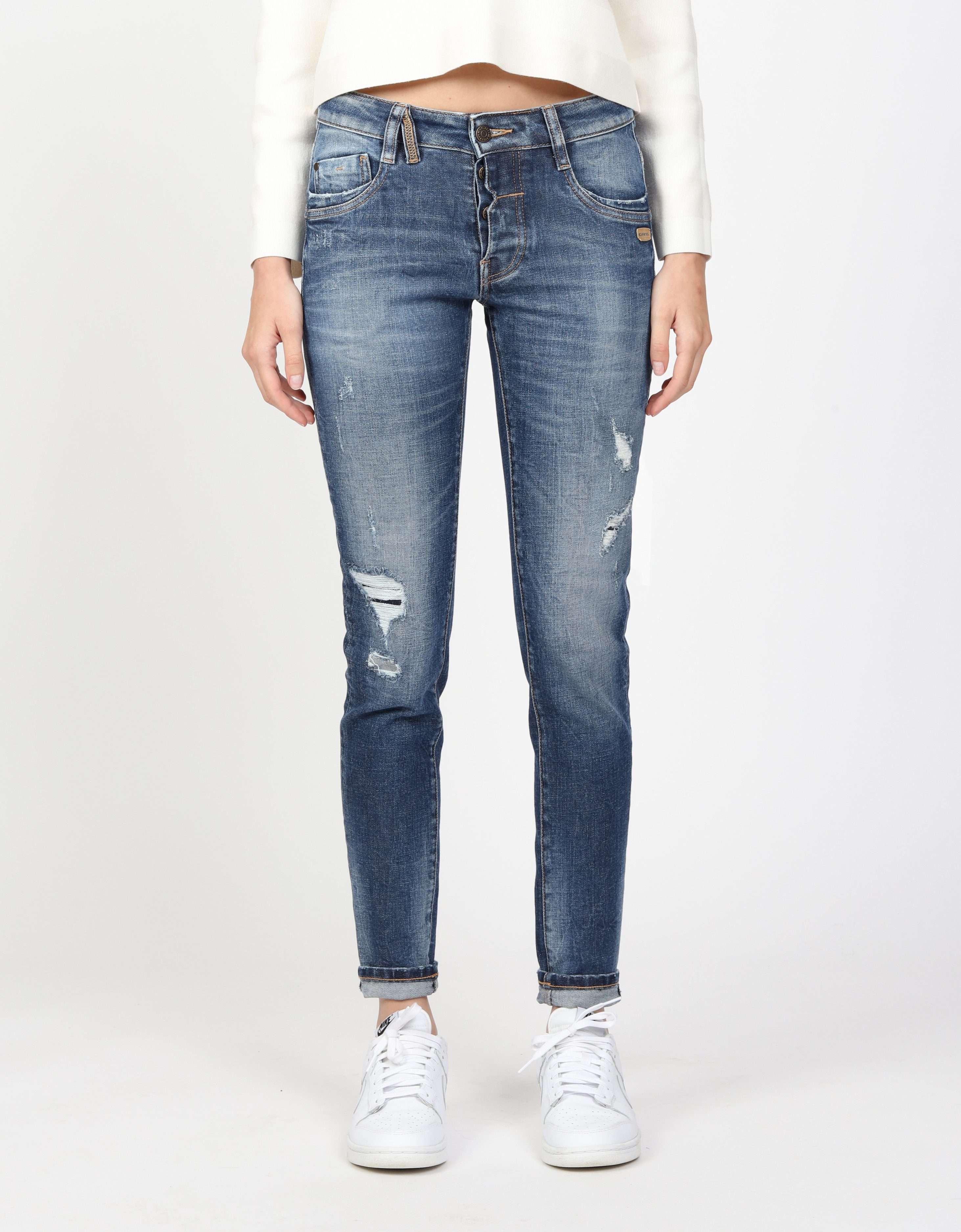 GANG Relax fit jeans 94GERDA met half open knoopsluiting