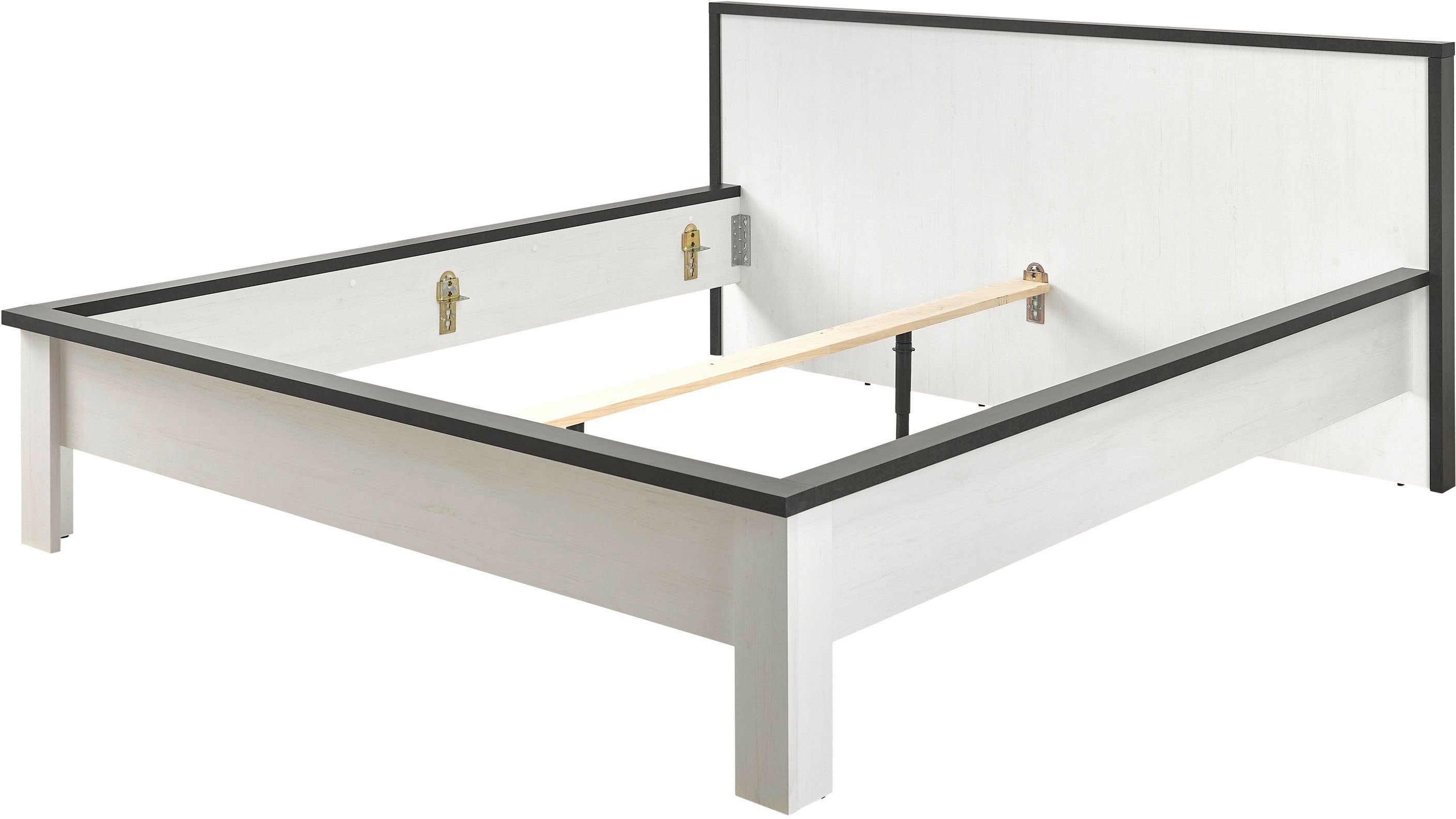 Home affaire Slaapkamerserie Sherwood Ligoppervlak 180 x 200 cm, kast 3-deurs 201 cm breed (4-delig)