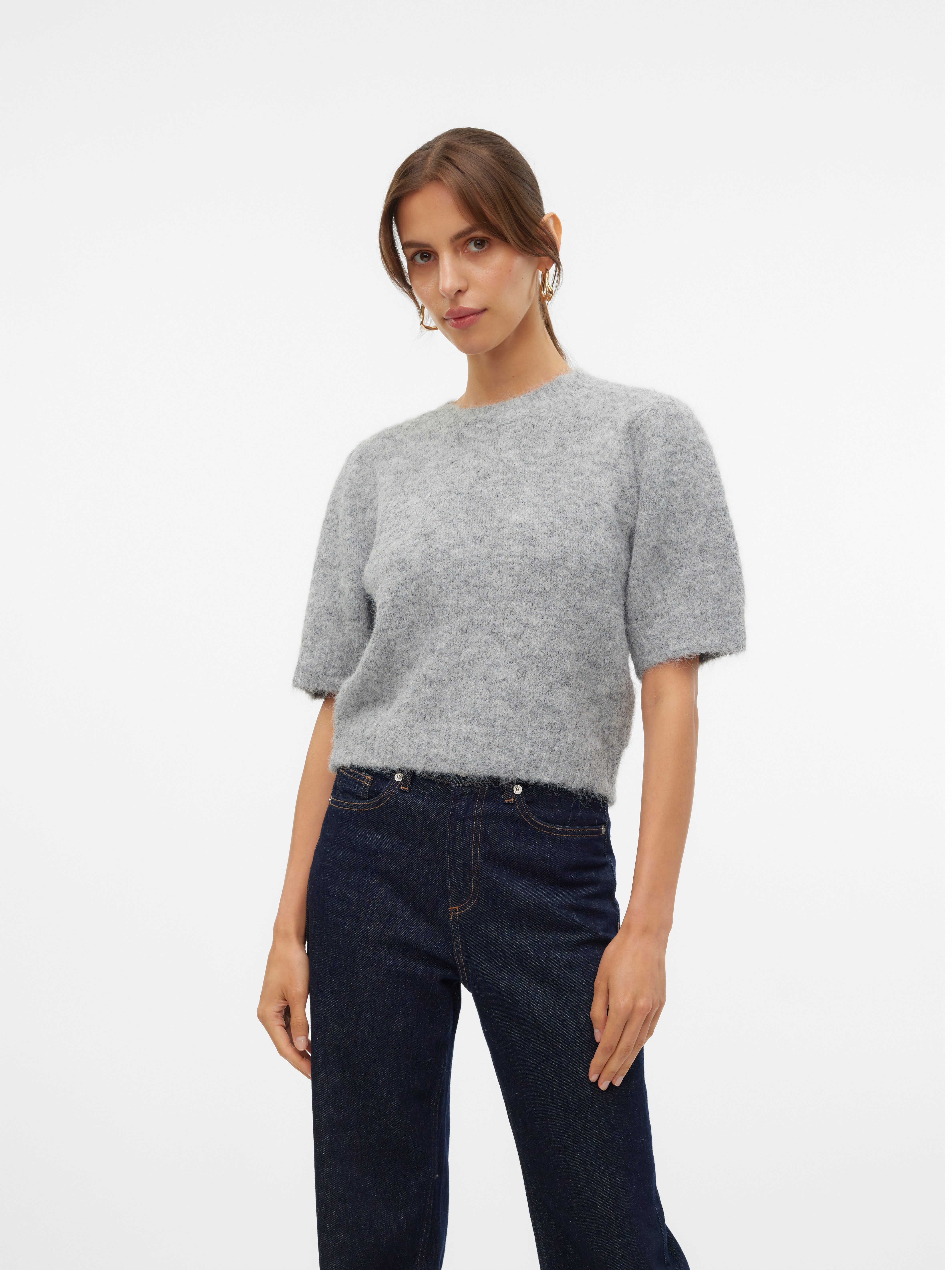 Vero Moda Gebreide trui VMNOVAH SS O-NECK PUFF PULLOVER GA NOOS