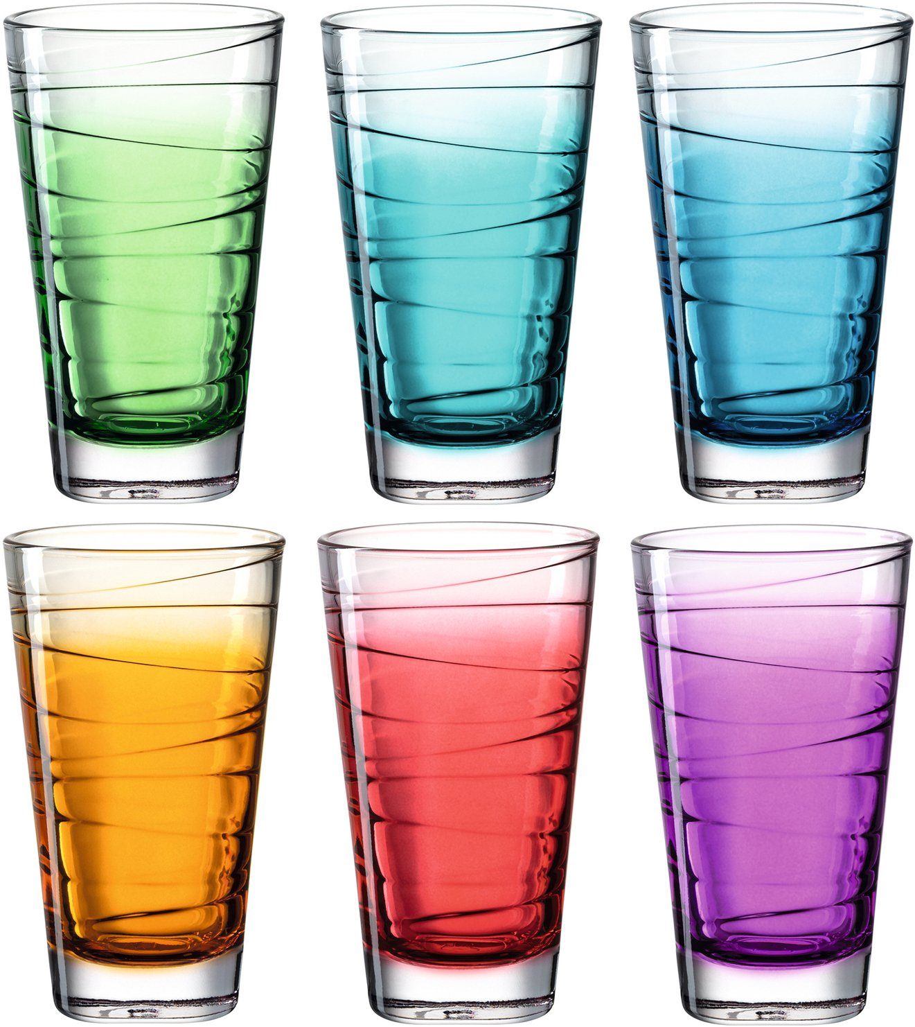 LEONARDO Longdrinkglas Vario STRUTTURA Colori-glas, kleurverloop, 280 ml, 6-delig (set, 6-delig)