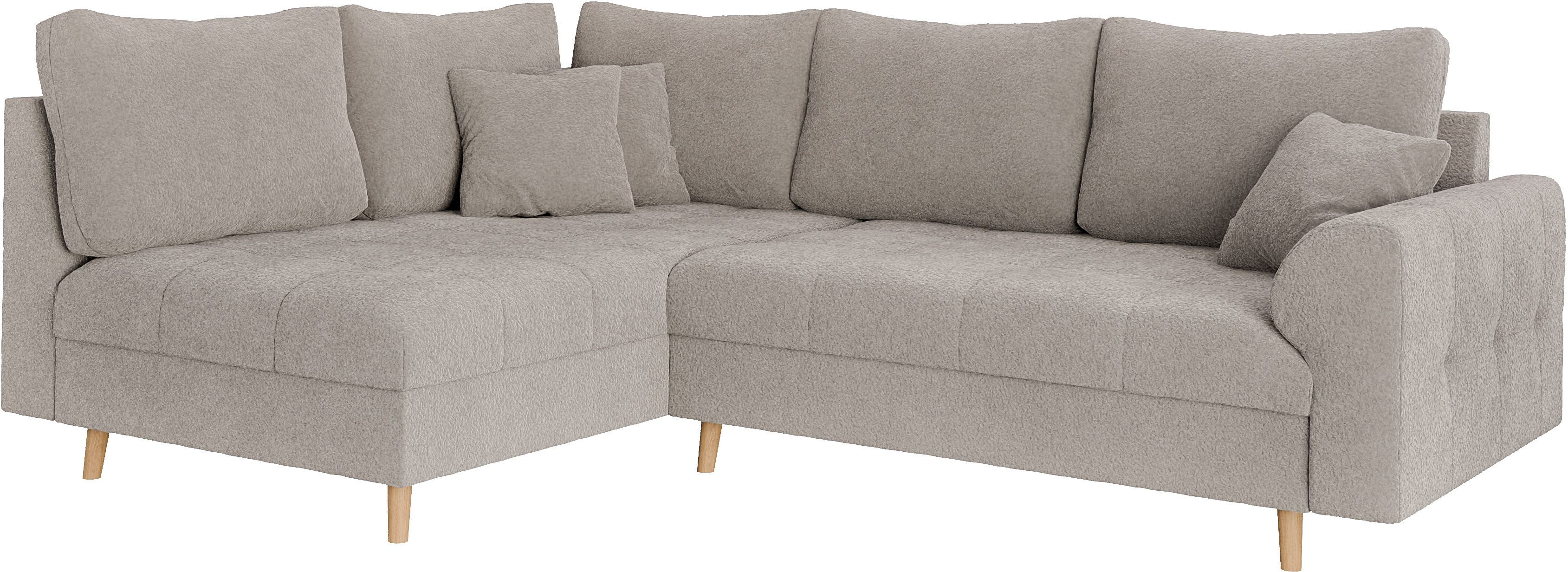Home affaire Hoekbank CHARRE L-vorm met ottomane, afmetingen B/D/H: 231/161/81 cm fijne stiksels, losse rug- en sierkussens, ook in cord en bouclé