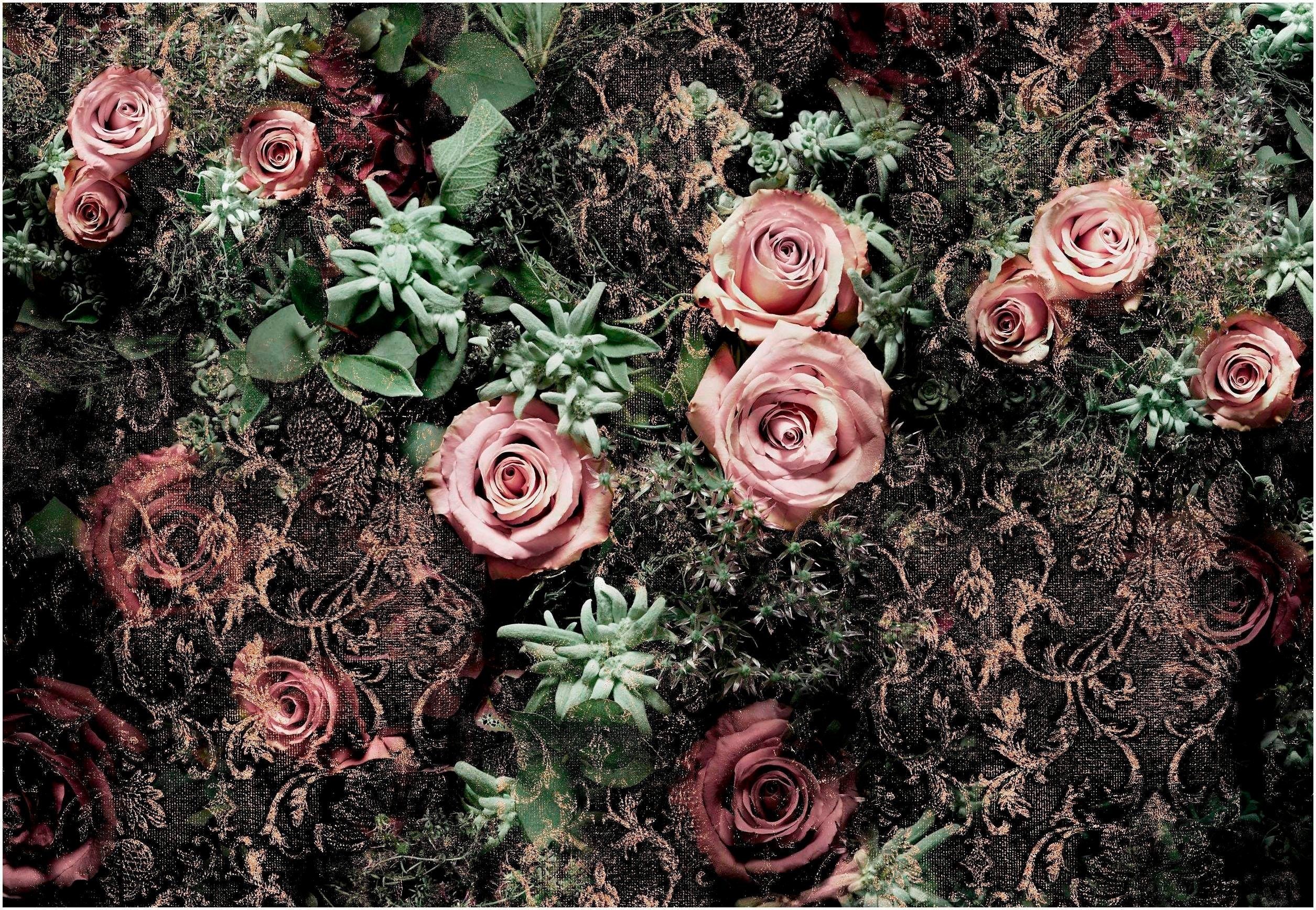 komar fotobehang velvet 368x254 cm (breedte x hoogte), inclusief pasta (set) roze