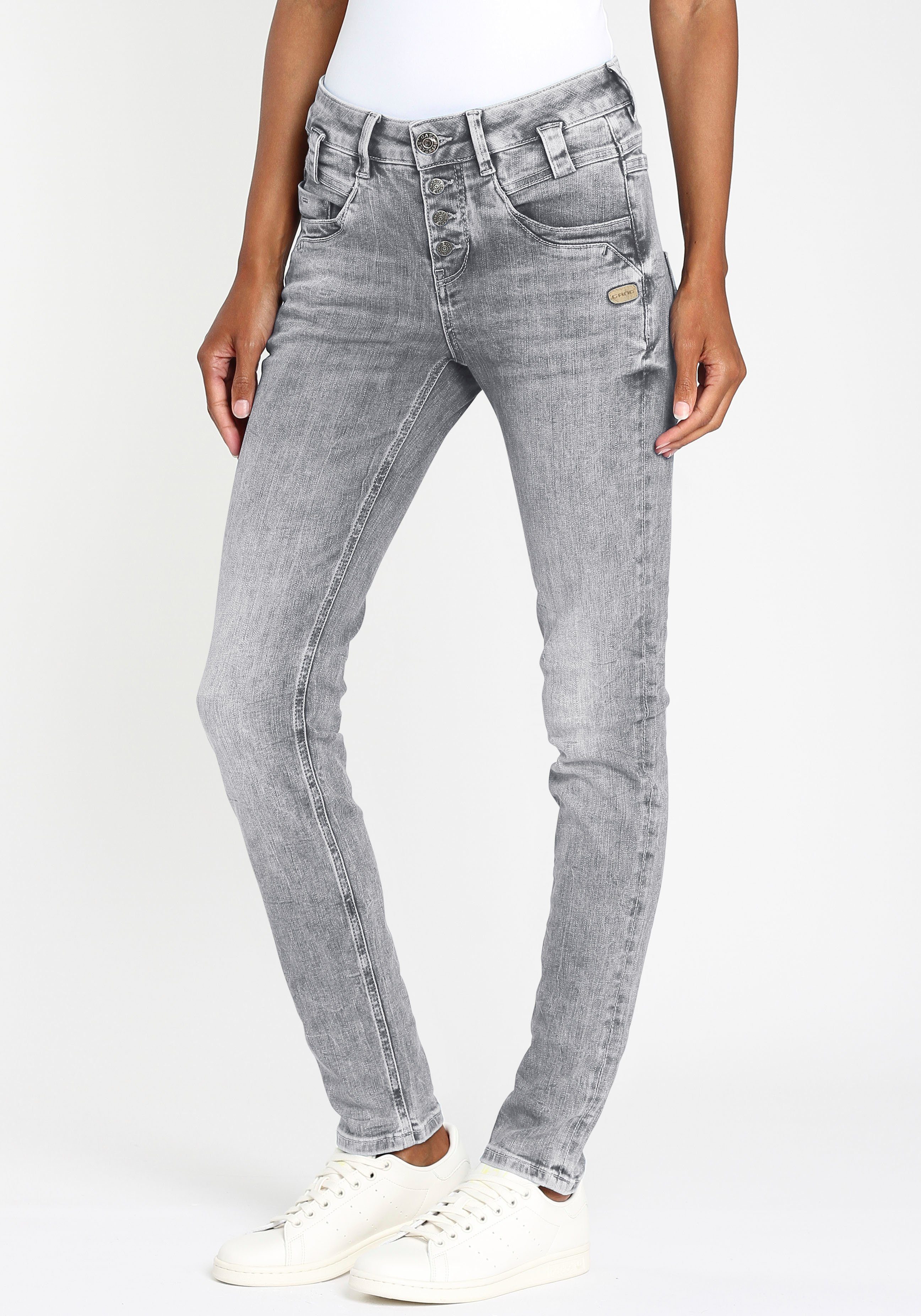 GANG Slim fit jeans 94CARLI met open knoopsluiting