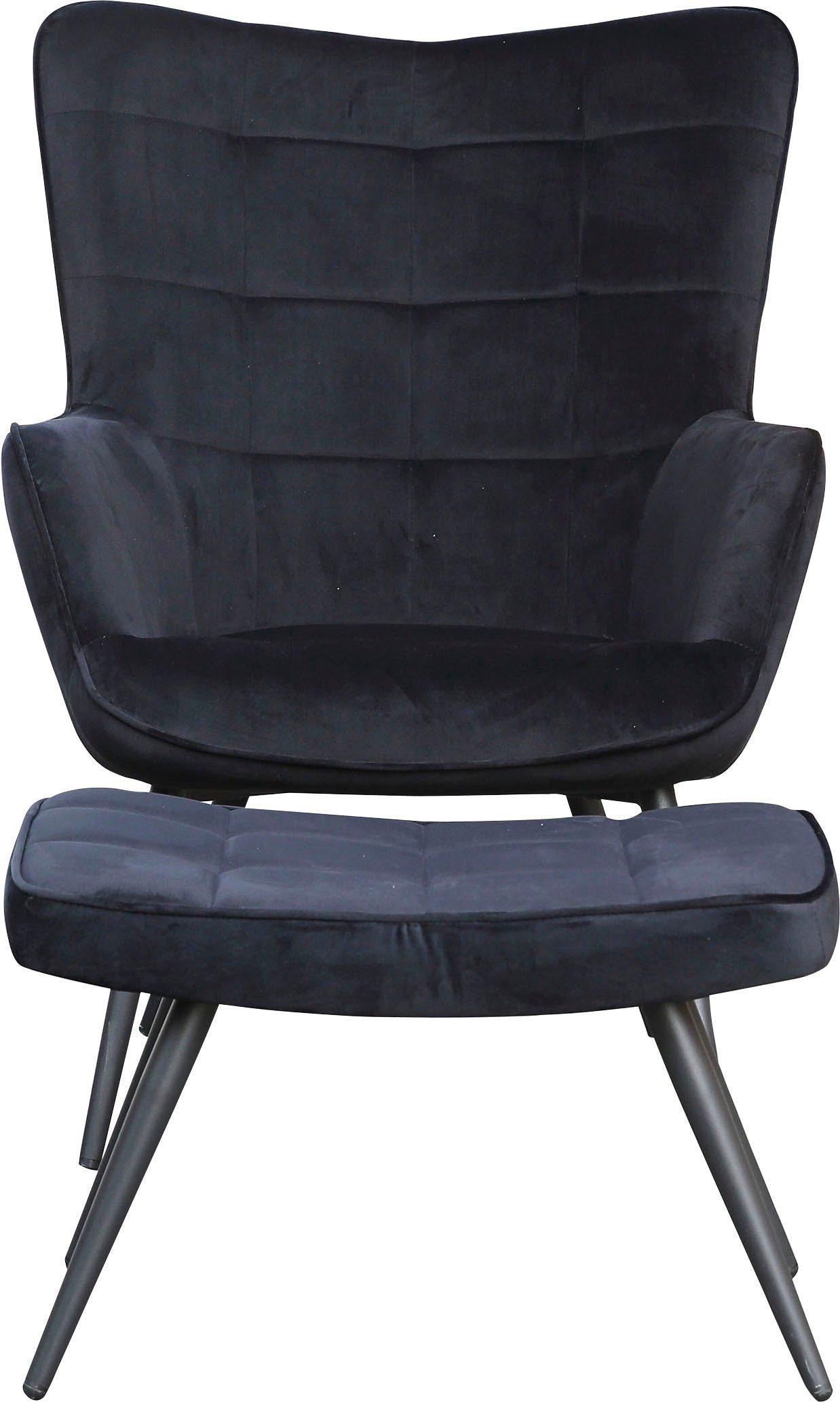 byLIVING Fauteuil Uta naar keuze met of zonder hocker, in cord, fluweel of weefstof (1 stuk) fauteuils zwart