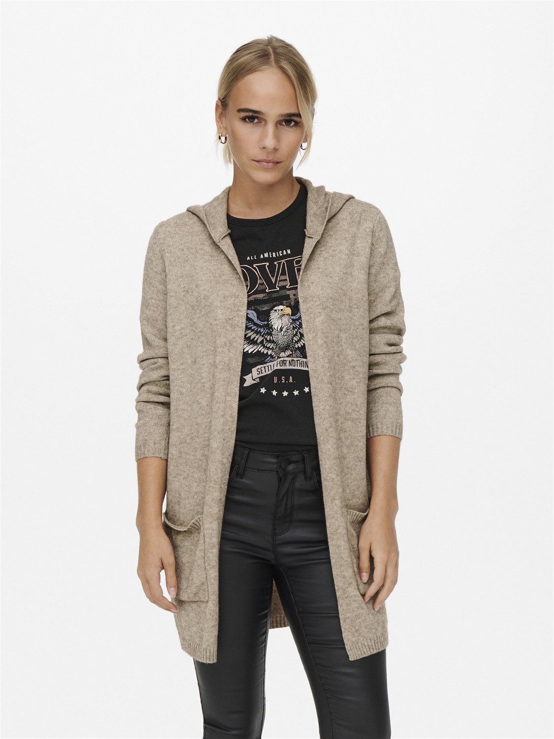 Only Vest ONLLESLY L S HOOD CARDIGAN KNT