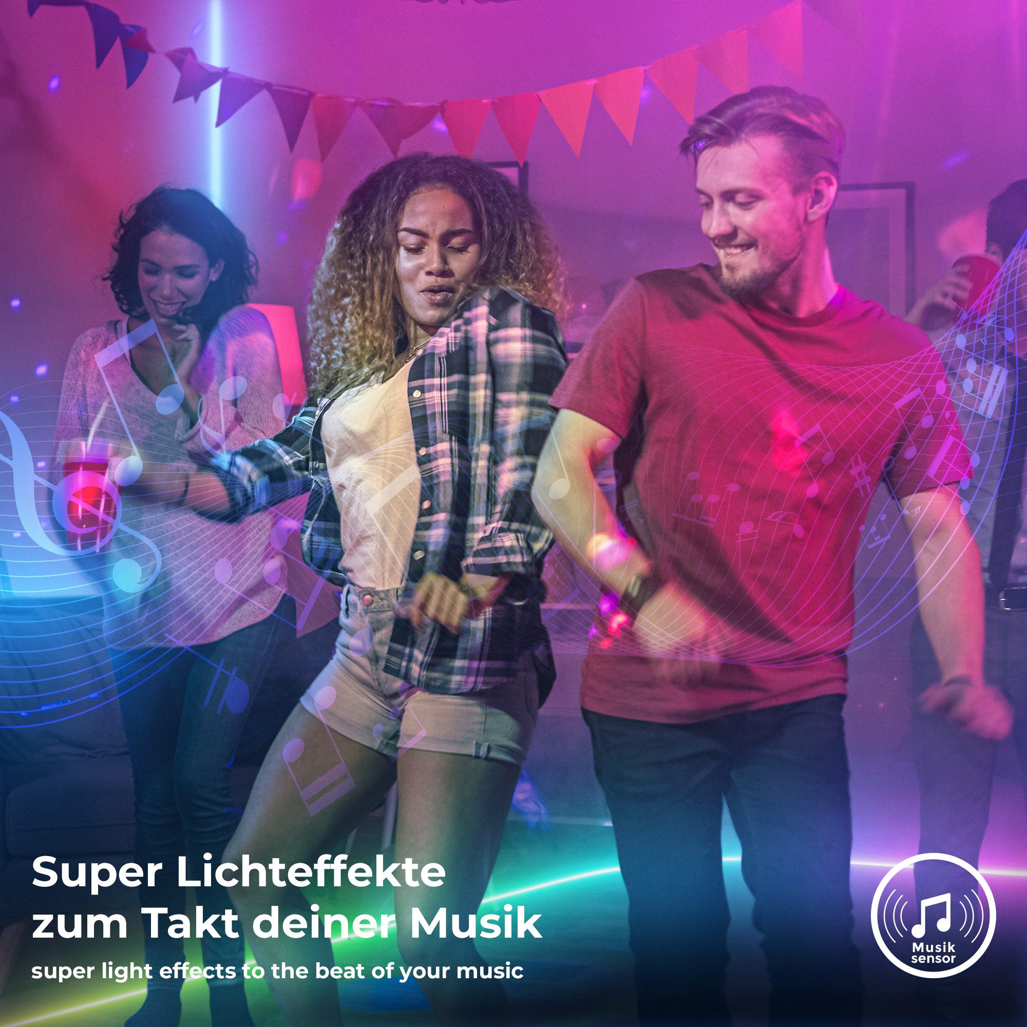 B.K.Licht Led-strip RGBIC LED strip, 10 m, met muzieksensor Lichtstrip, band met kleurverandering, met afstandsbediening, zelfklevend (1 stuk)