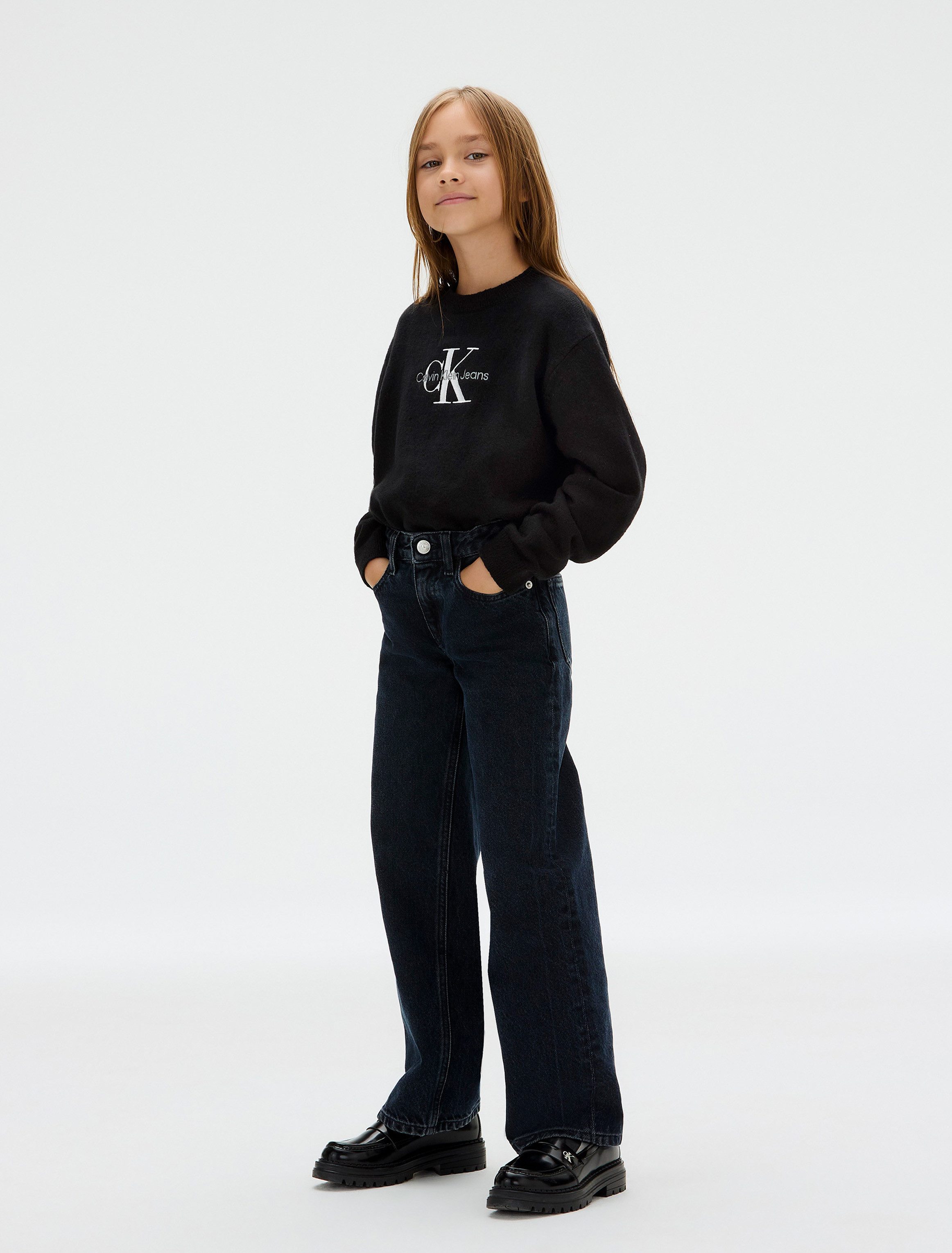 Calvin Klein 5-pocket jeans BARREL SALT&PEPPER GREY voor kinderen tot 16 jaar