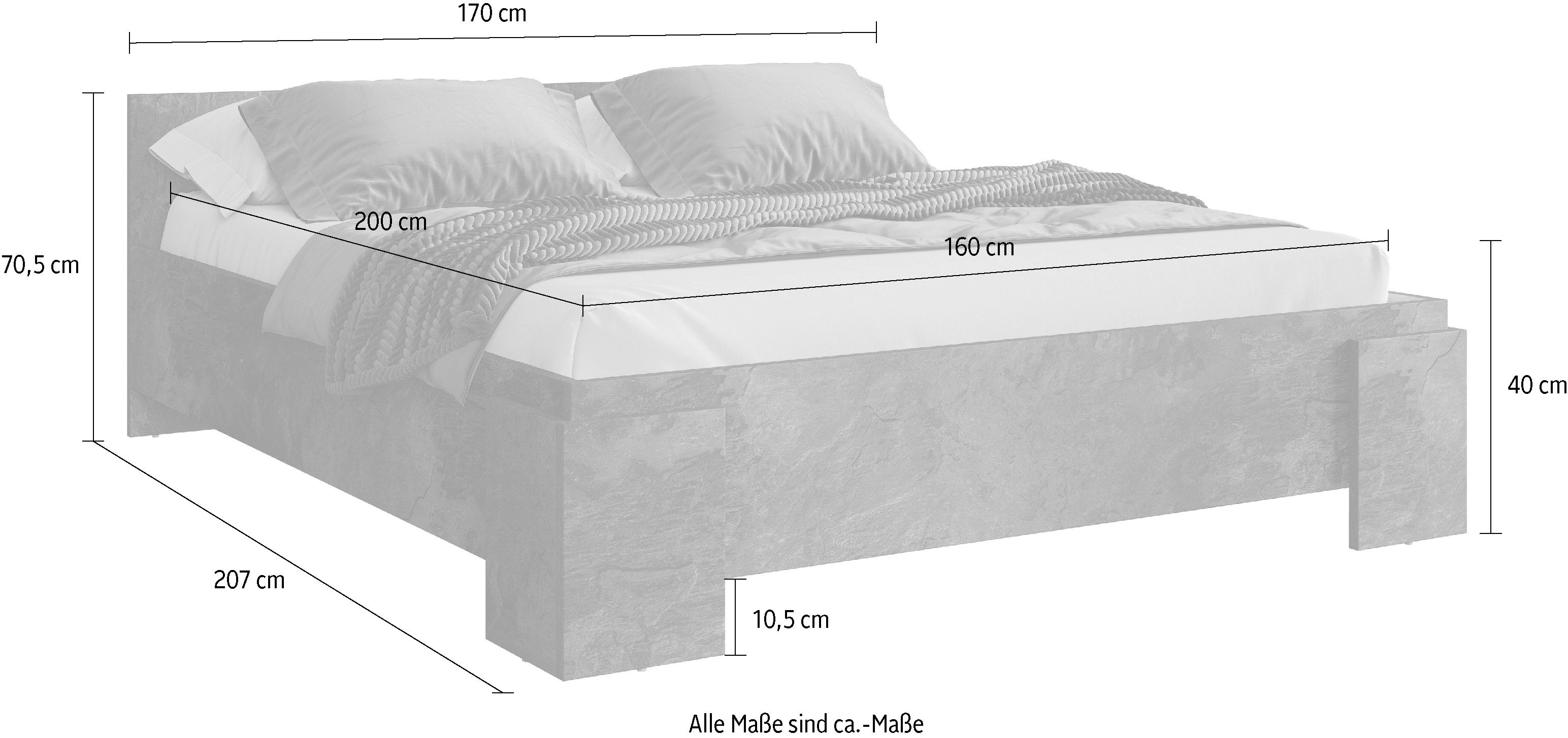 INOSIGN Bedframe India, FSC-gecertificeerd houtmateriaal, gemaakt in Europa Tweepersoonsbed 160x200 of 180x200 cm, wit of leisteenkleurig