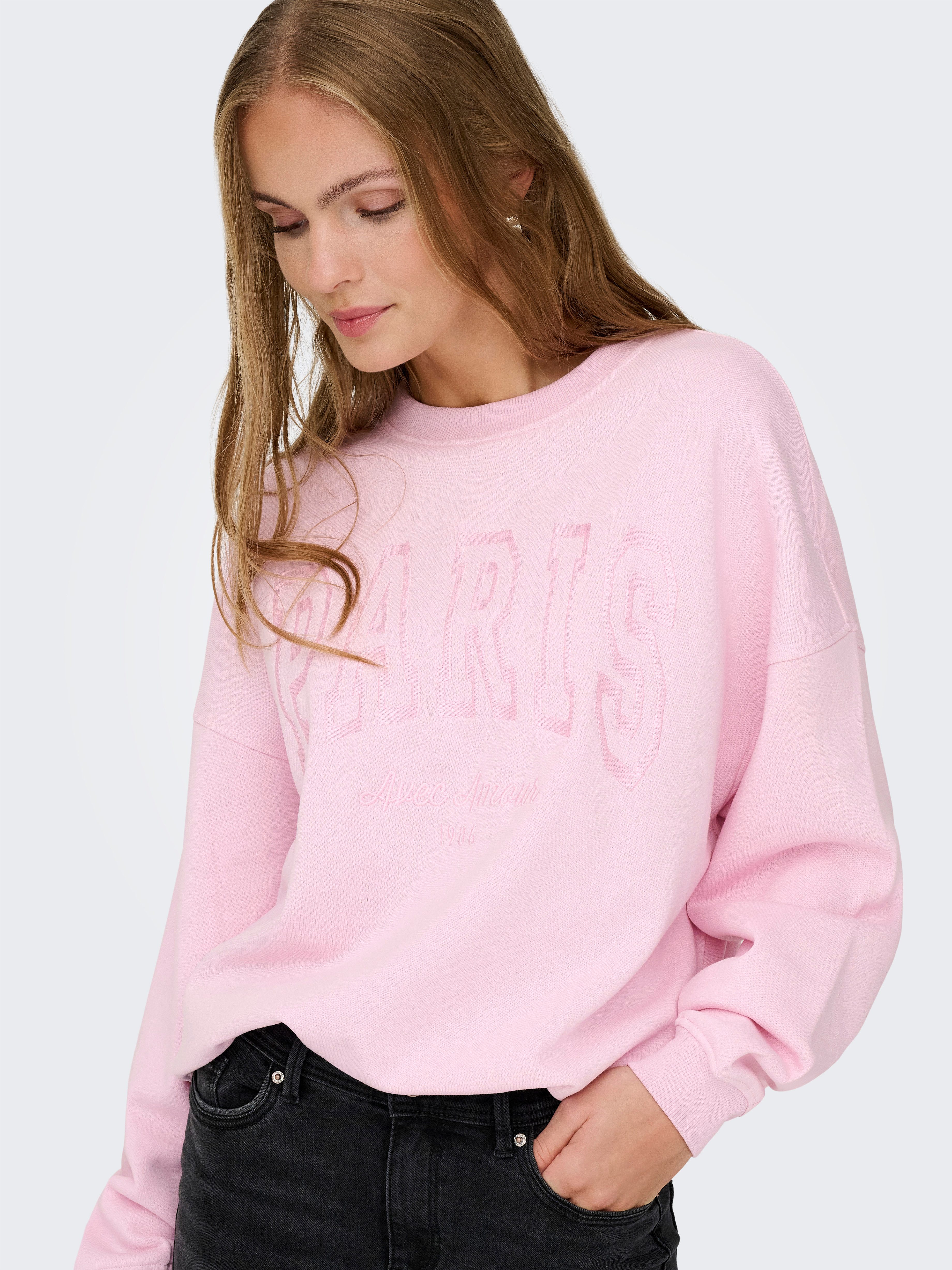 JDY Sweatshirt JDYMESA L/S O-NECK EMB SWEAT JRS NOOS