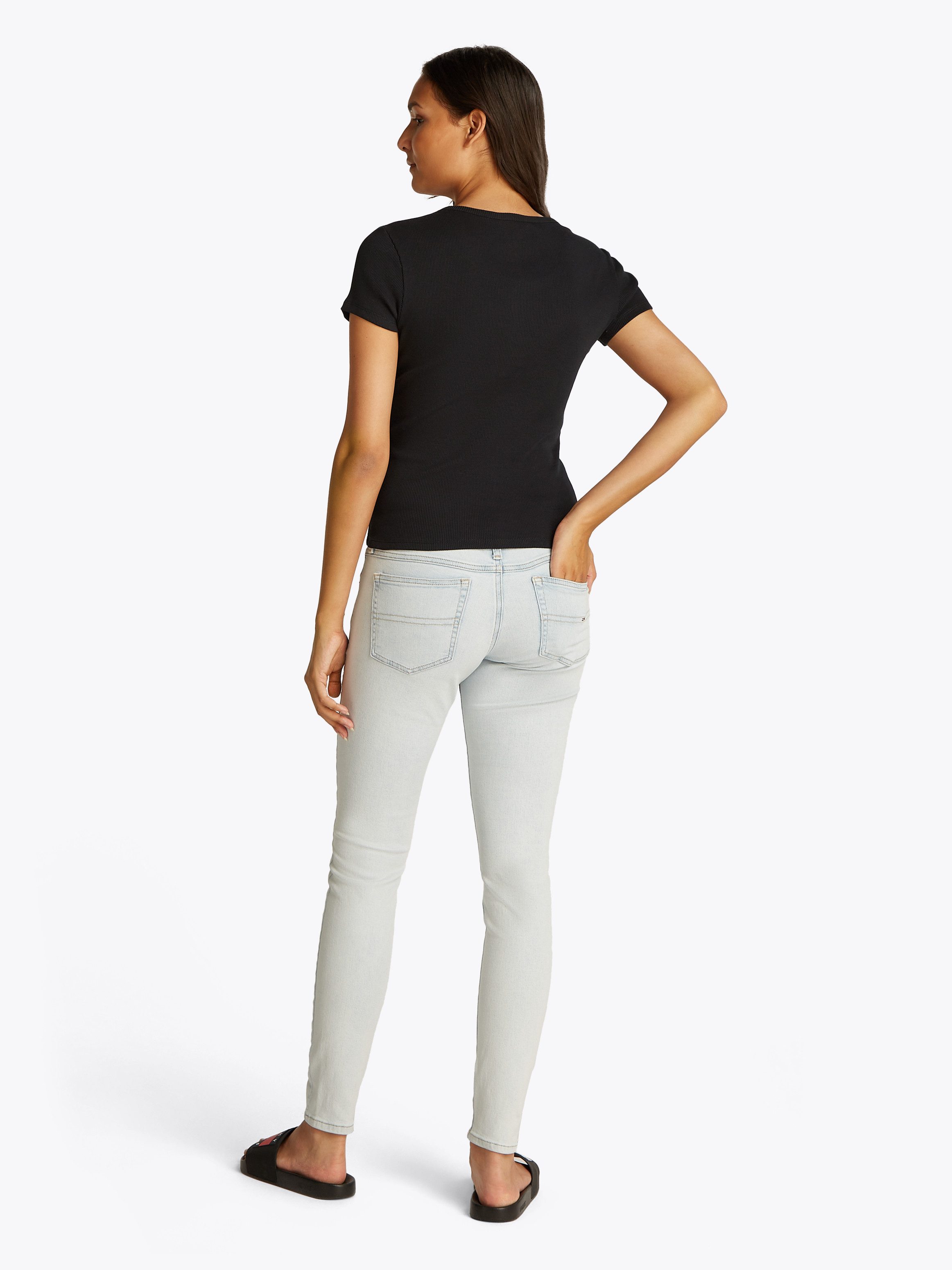 TOMMY JEANS T-shirt TJW SLIM BUTTON RIB C-NECK SS