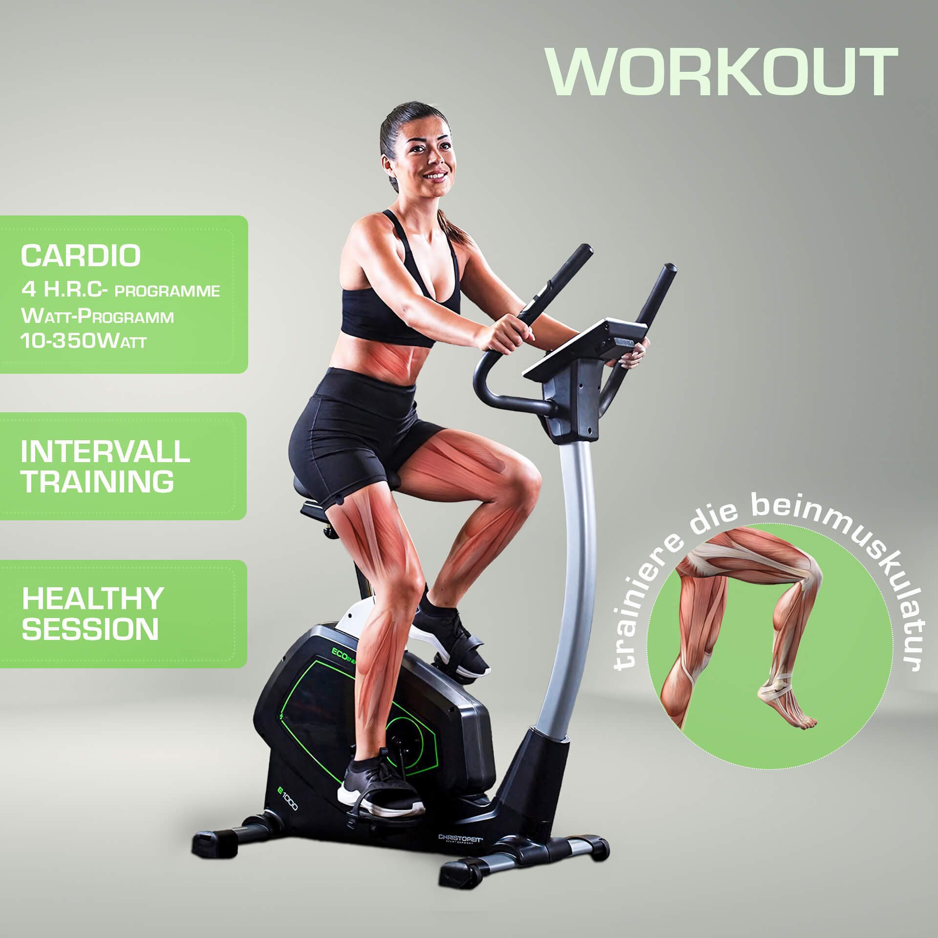 Christopeit Sport® Ergometer Eco 1000 Swinggewicht ca. 10 kg, 24 weerstandsniveaus