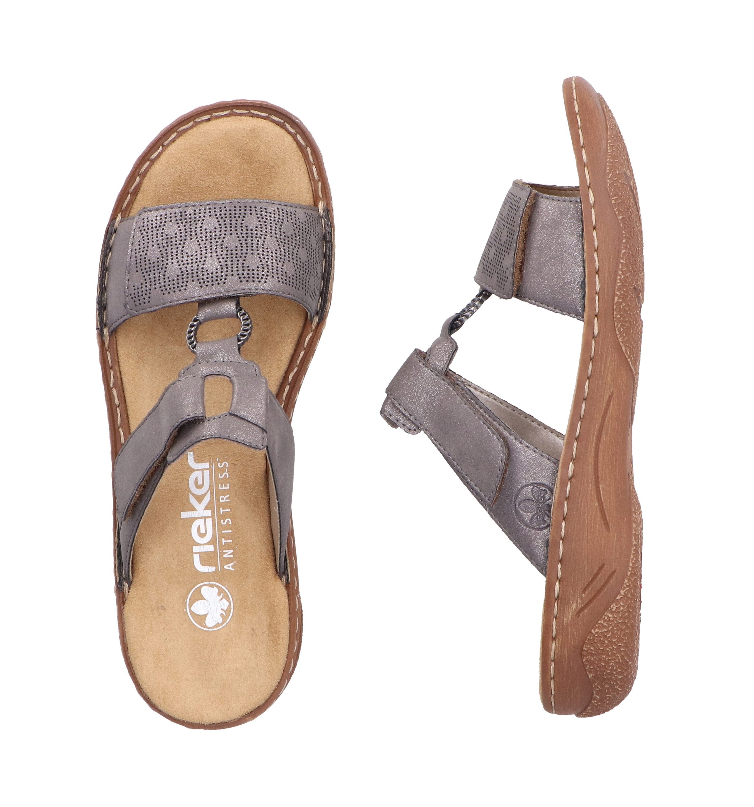 Rieker Slippers Zomerschoen, slippers, vakantieschoen, klittenbandschoen met perforatie
