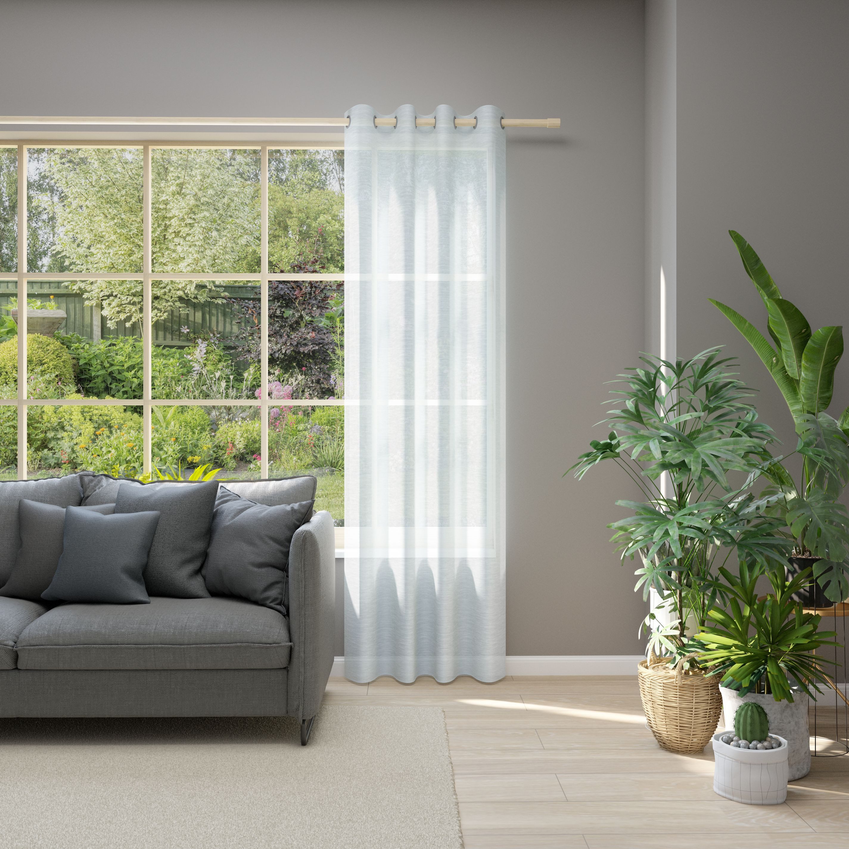Neutex for you! Gordijn Allure HxB: 245x140, oogjesgordijn met metalen oogjes (1 stuk) kant & klaar gordijnen maat hxb: 245x140 cm grijs