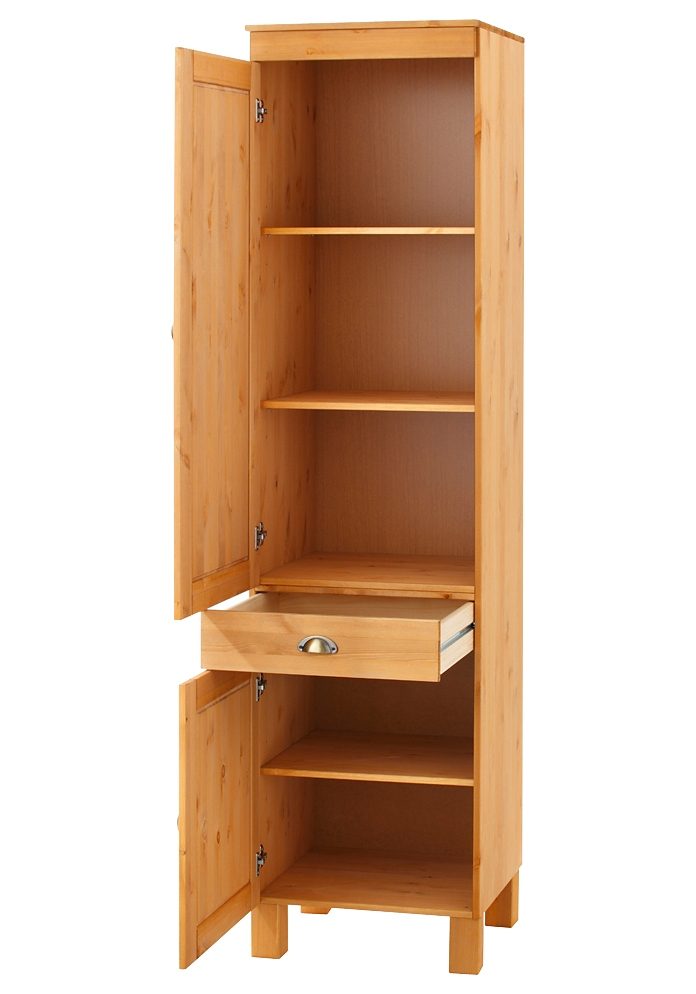 Home affaire Hoge kast Oslo 50 cm breed, in 2 diepten, 2 deuren, 1 lade, van massief grenen