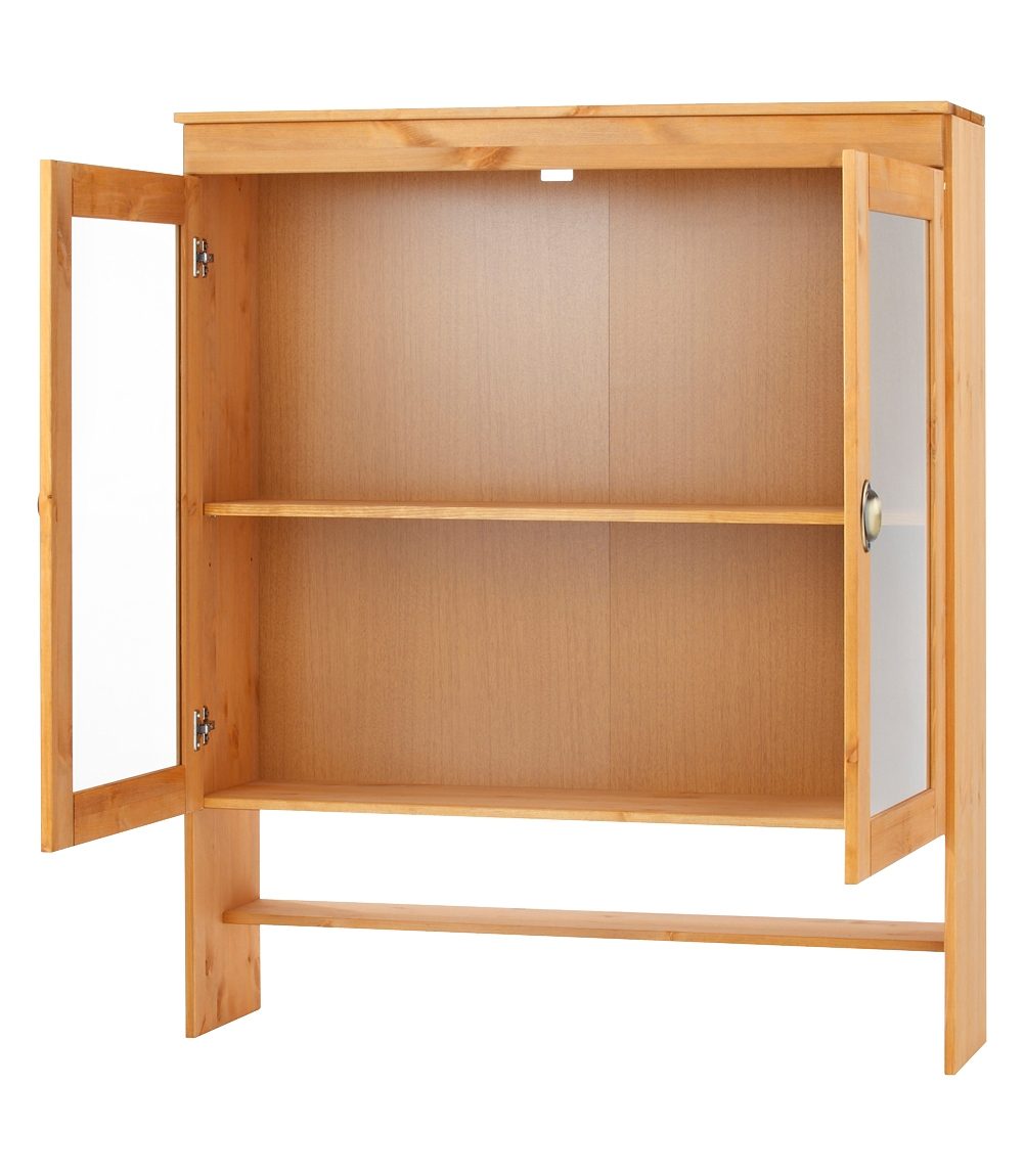 Home affaire Vitrinekastopzet Oslo 100 cm breed, met 2 glasdeuren, van massief grenen, metalen grepen