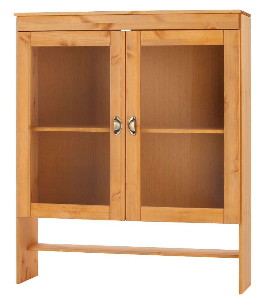 Home affaire Vitrinekastopzet Oslo 100 cm breed, met 2 glasdeuren, van massief grenen, metalen grepen