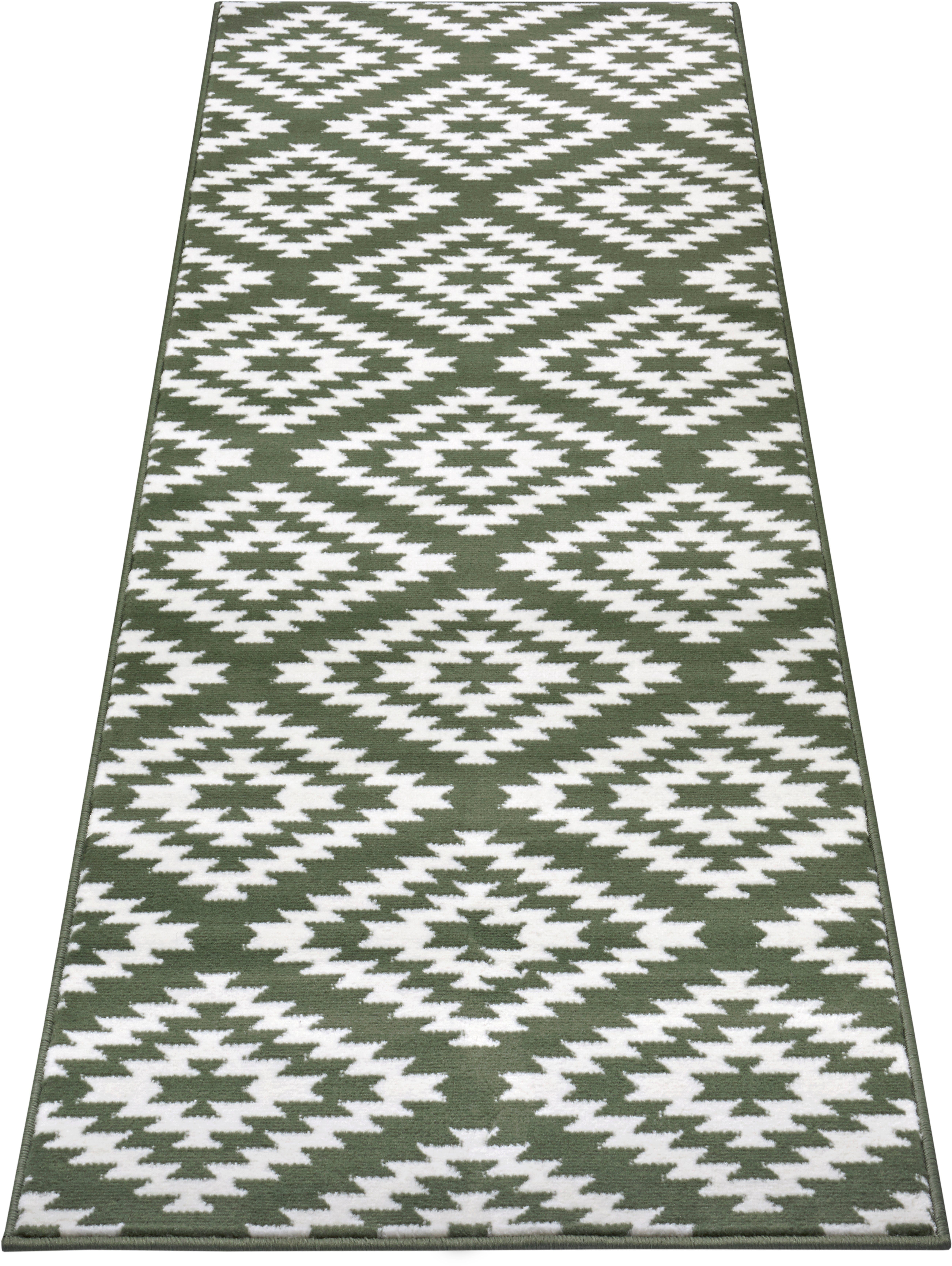 Design loper ruiten Nordic - groen 80x200 cm