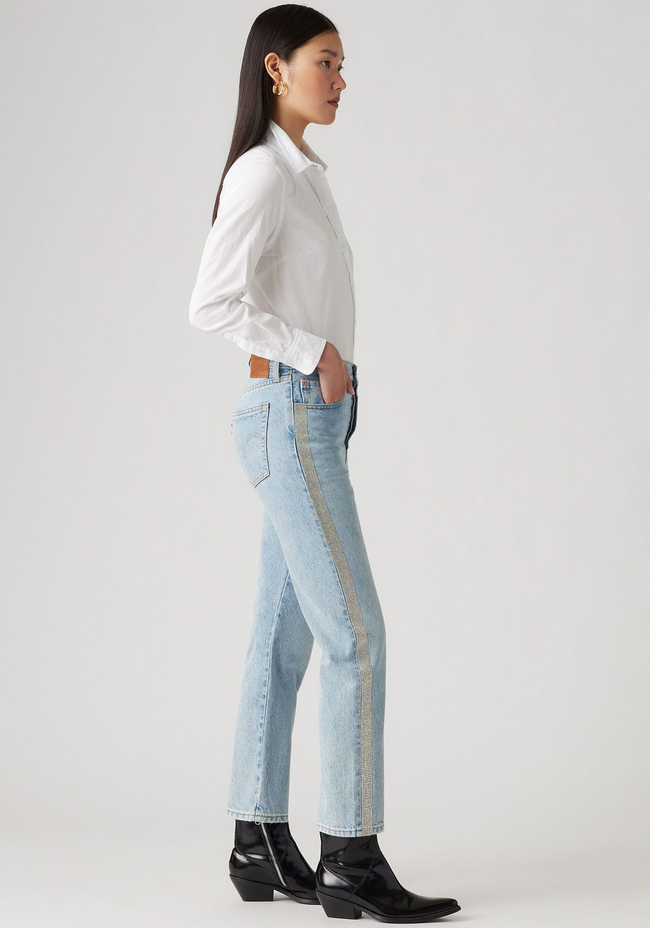 Levi's 7 8 jeans 501 CROP met glinsterende details aan de zijnaad