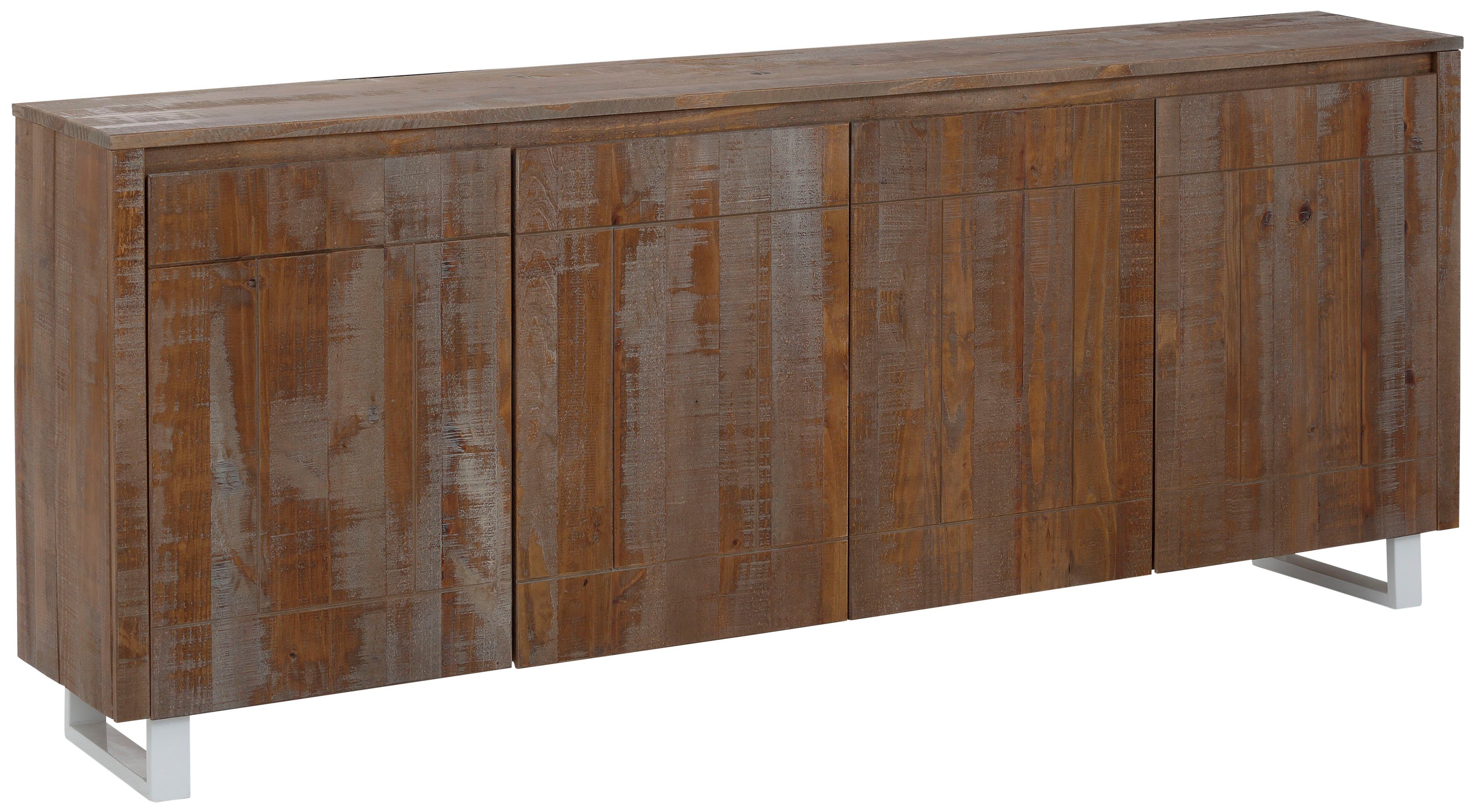 Home affaire Dressoir Lagos Commode van massief grenenhout, met wit gelakt onderstel