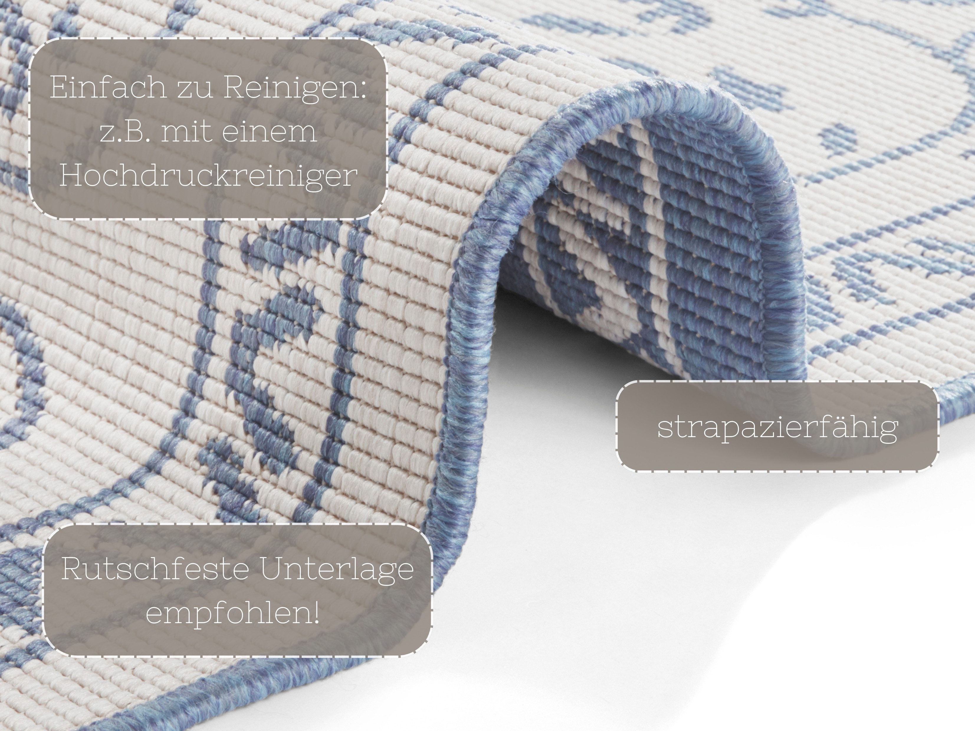 NORTHRUGS Vloerkleed LEYTE tweezijdig te gebruiken kleed In- & outdoor, vloerkleed, vintage, weerbestendig, balkon, tuin, woonkamer