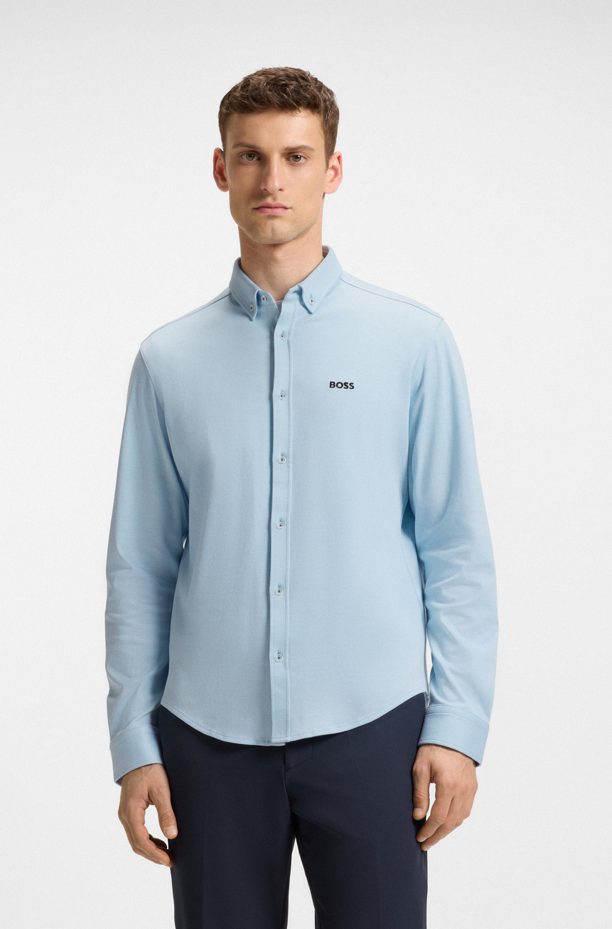 BOSS GREEN Overhemd met lange mouwen B MOTION L zacht katoen, vier-weg-stretch, kreukvrij heren overhemden maat XXXL blauw