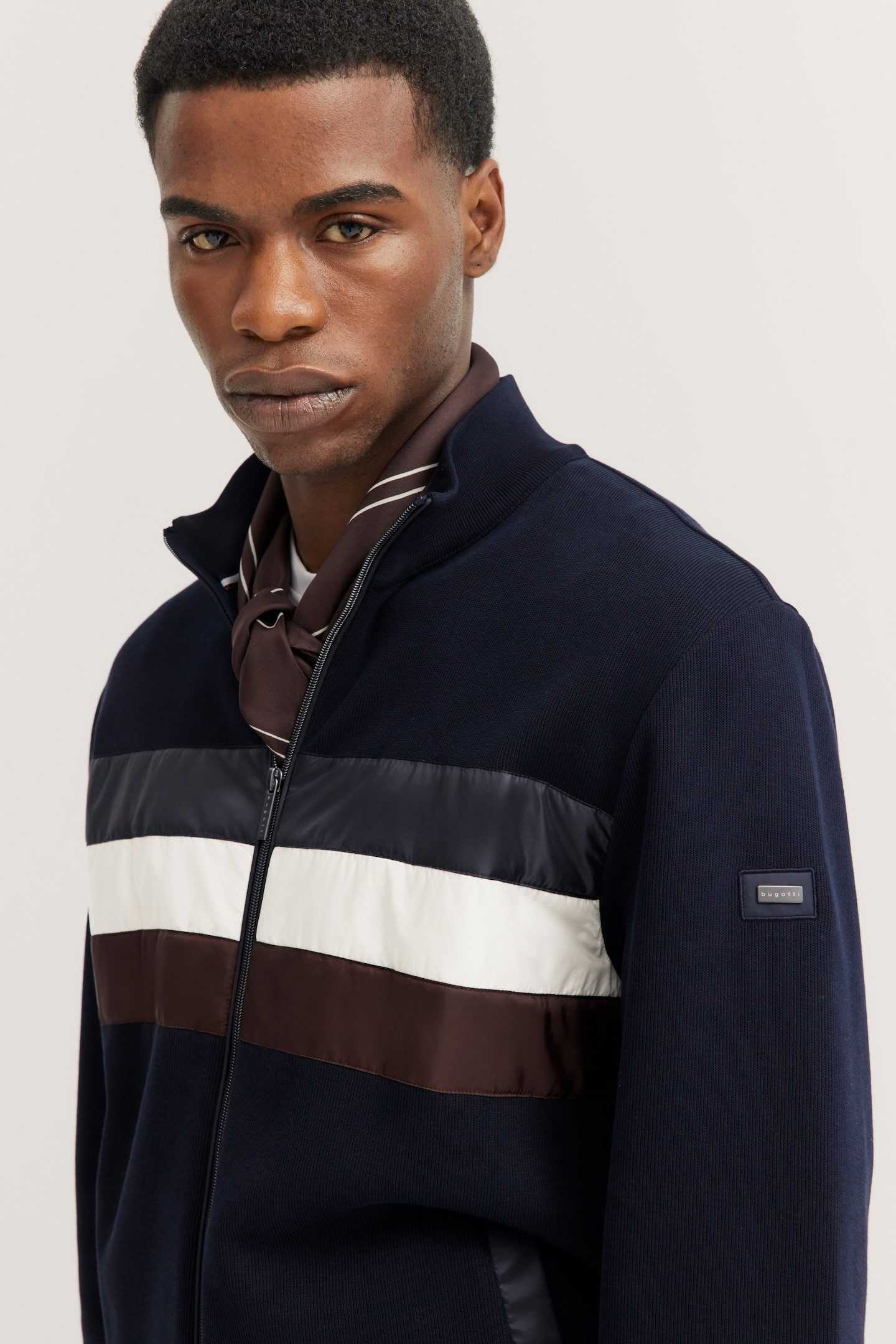 Bugatti Sweatvest met rits en staande kraag