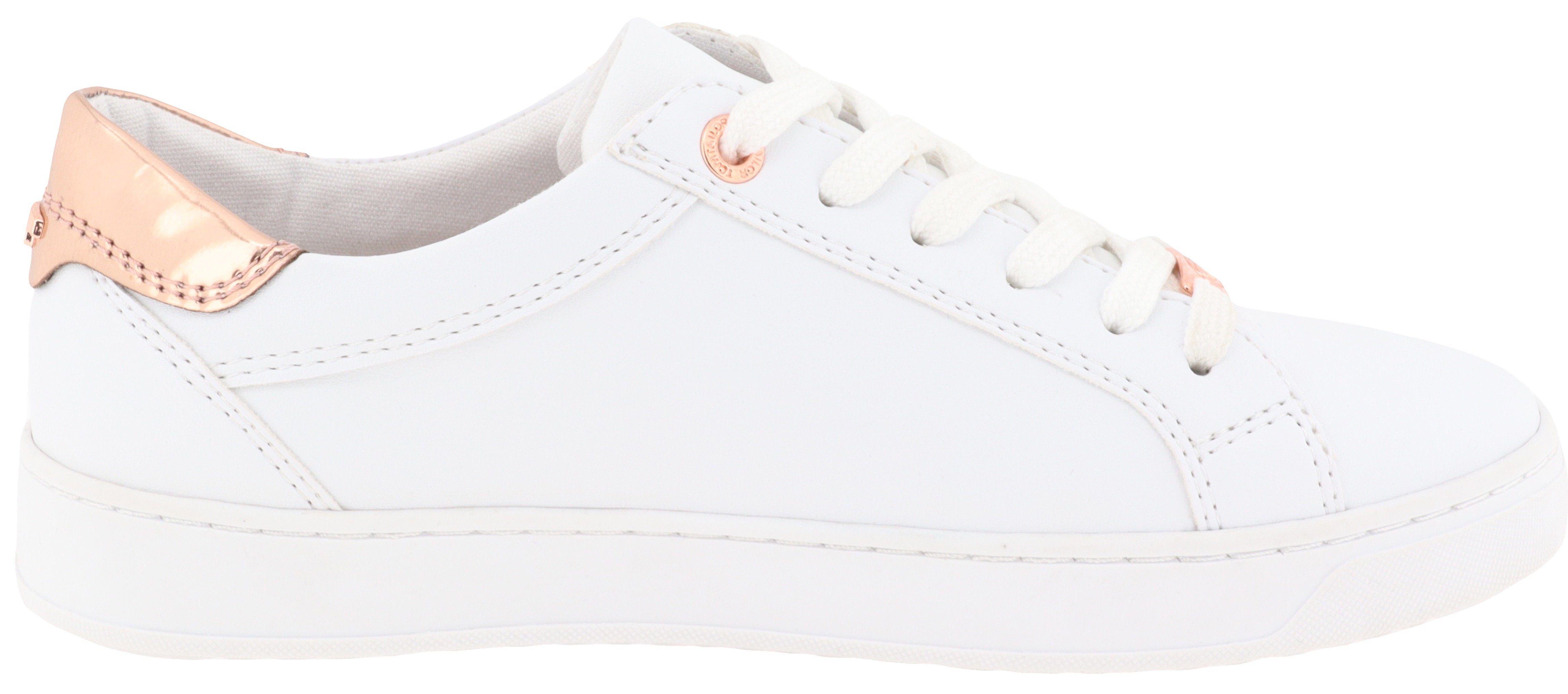 Tom Tailor Plateausneakers Contrastafwerking in metalliclook, vrijetijdsschoen, lage schoen, veterschoen