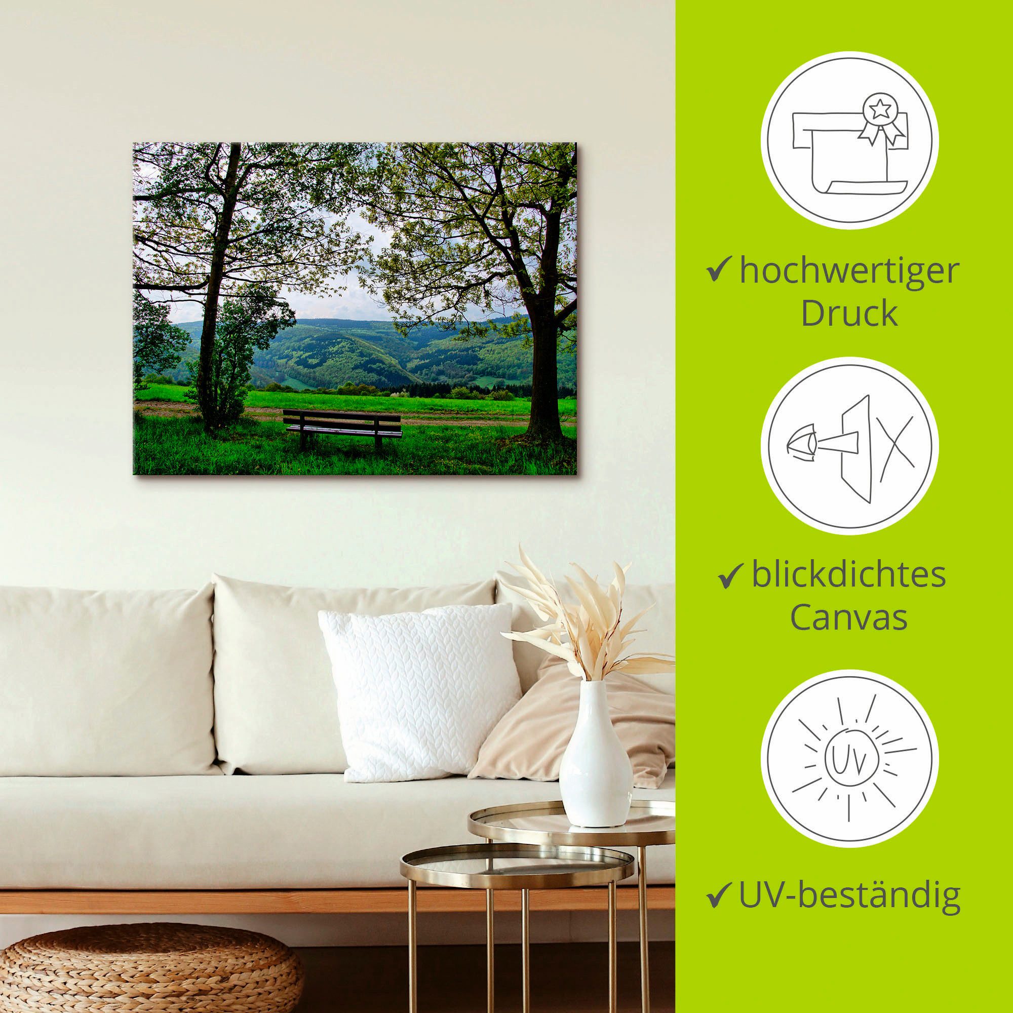 Artland Artprint op linnen Uitzicht op het voorjaar gespannen op een spieraam