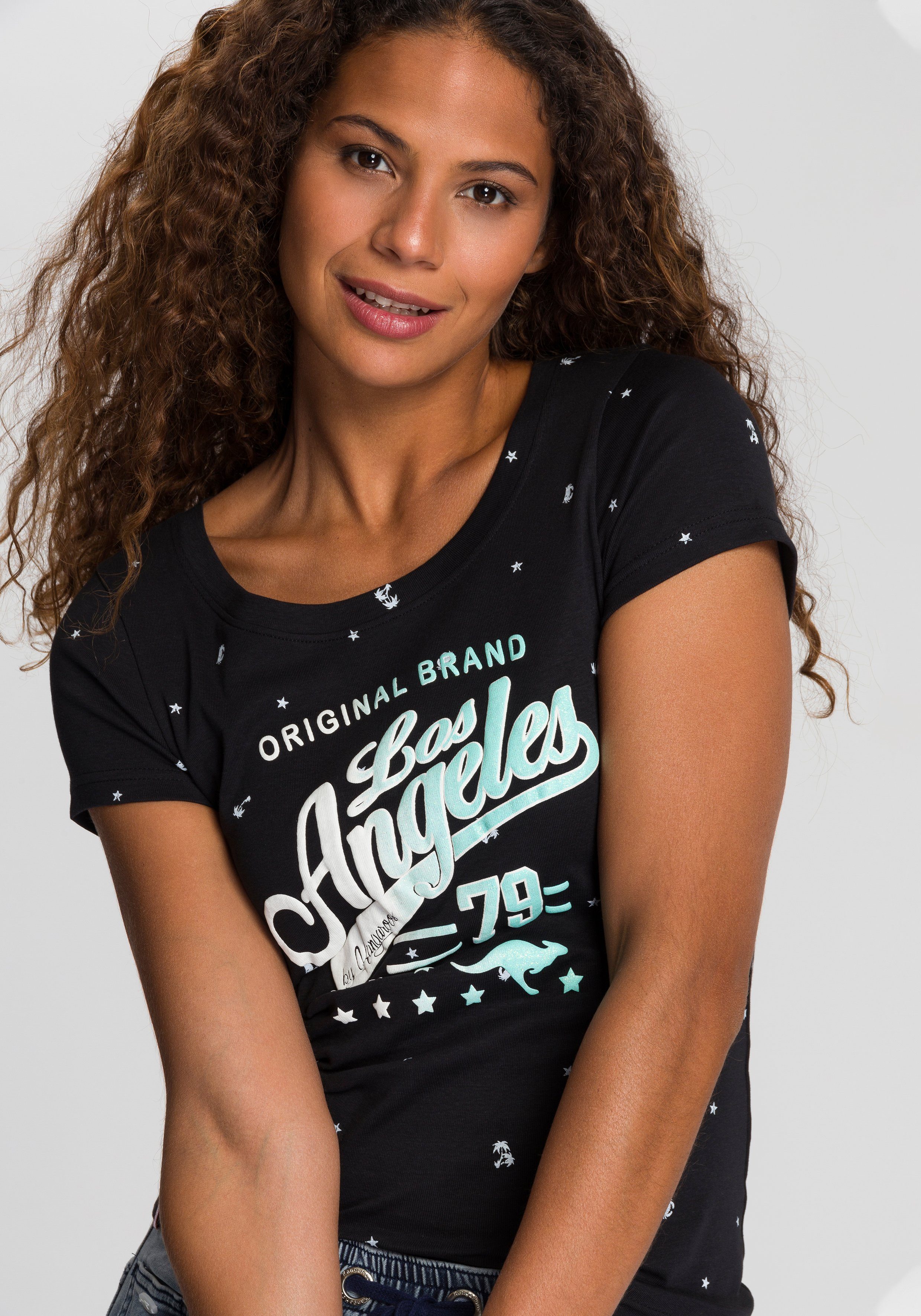 KangaROOS T-shirt Korte mouwen, figuurvolgende pasvorm, van 100% katoen