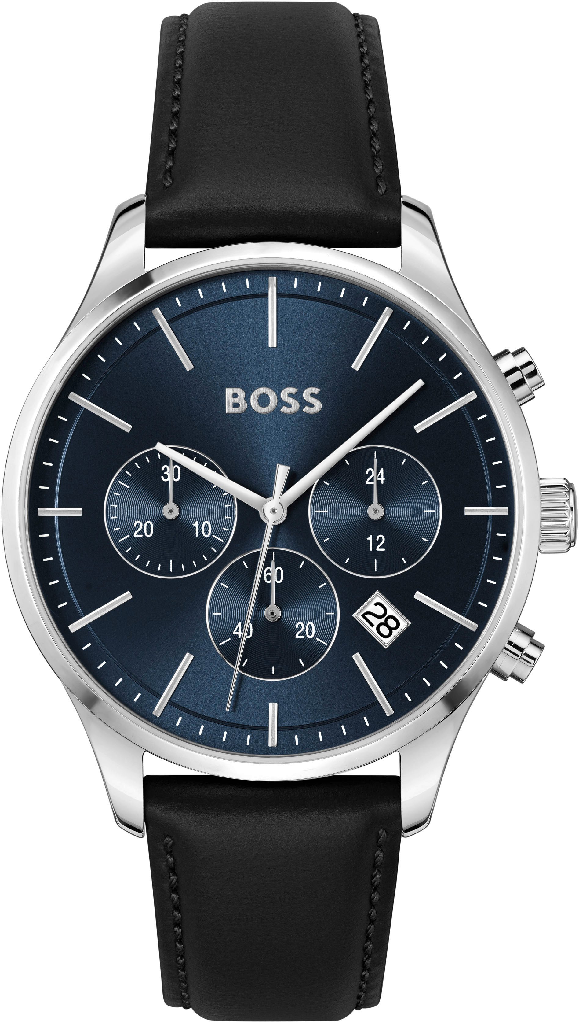 Boss Chronograaf Avery Quartzhorloge, herenhorloge, horloge, stopwatchfunctie, roestvrijstalen band heren horloges zwart