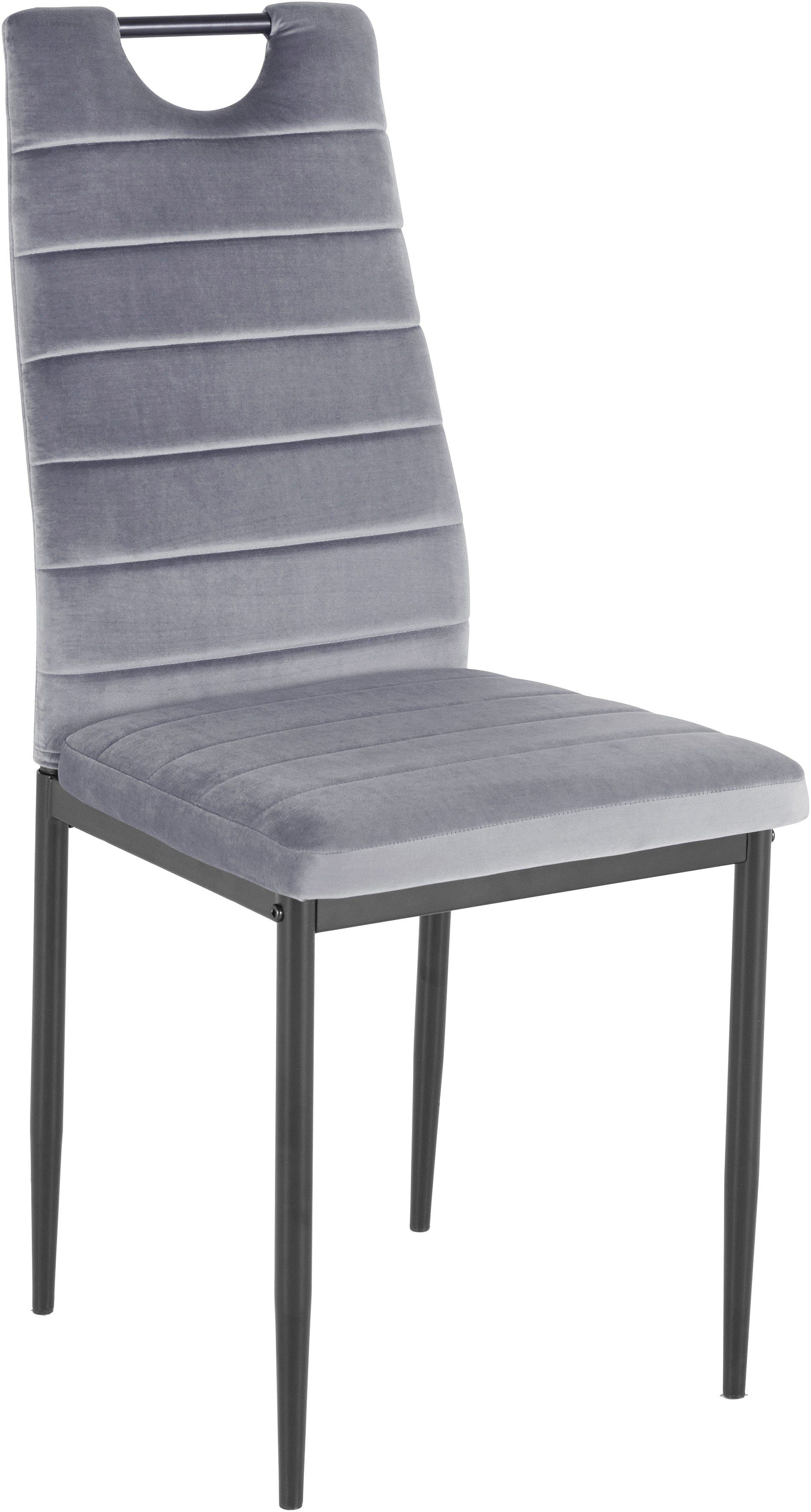 INOSIGN Eetkamerstoel (set van 2 of 4) met veloursovertrek, rugleuning met handgreep (set)