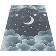 ayyildiz teppiche vloerkleed voor de kinderkamer funny 2101 kinderkleed met maan- en sterrenmotief blauw