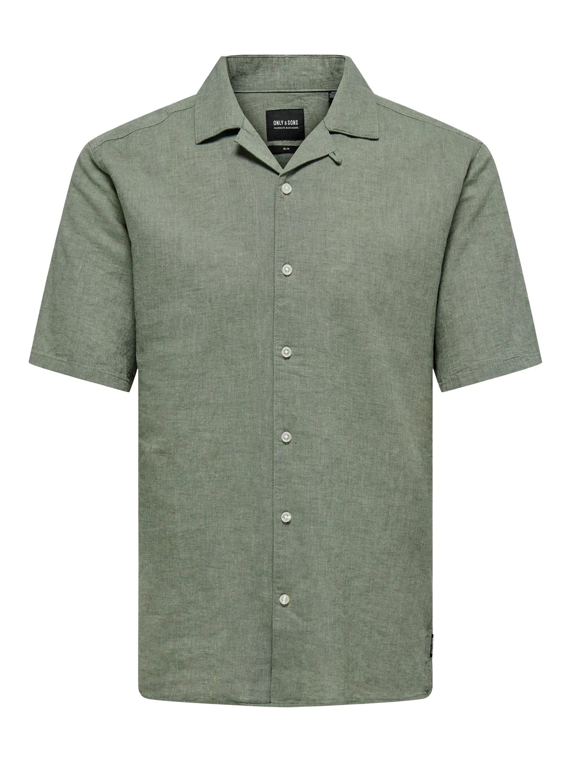 ONLY & SONS Overhemd met korte mouwen ONSCAIDEN SS SOLID RESORT LINEN NOOS