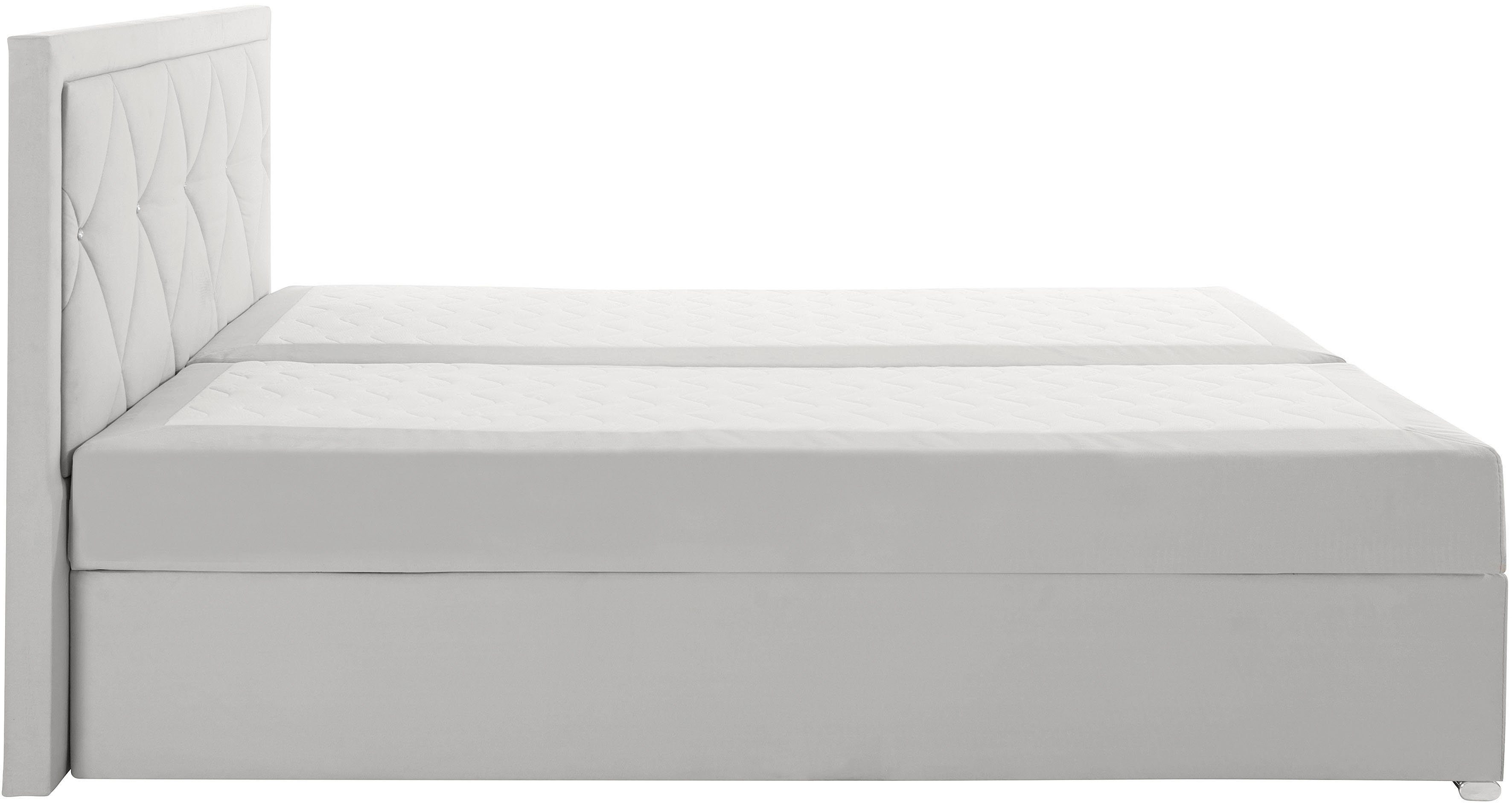 Leonique Boxspring Alfie, bestseller, optioneel met bedlade met strassteentjes in het hoofdbord, h2, h3 en h4 ter keuze