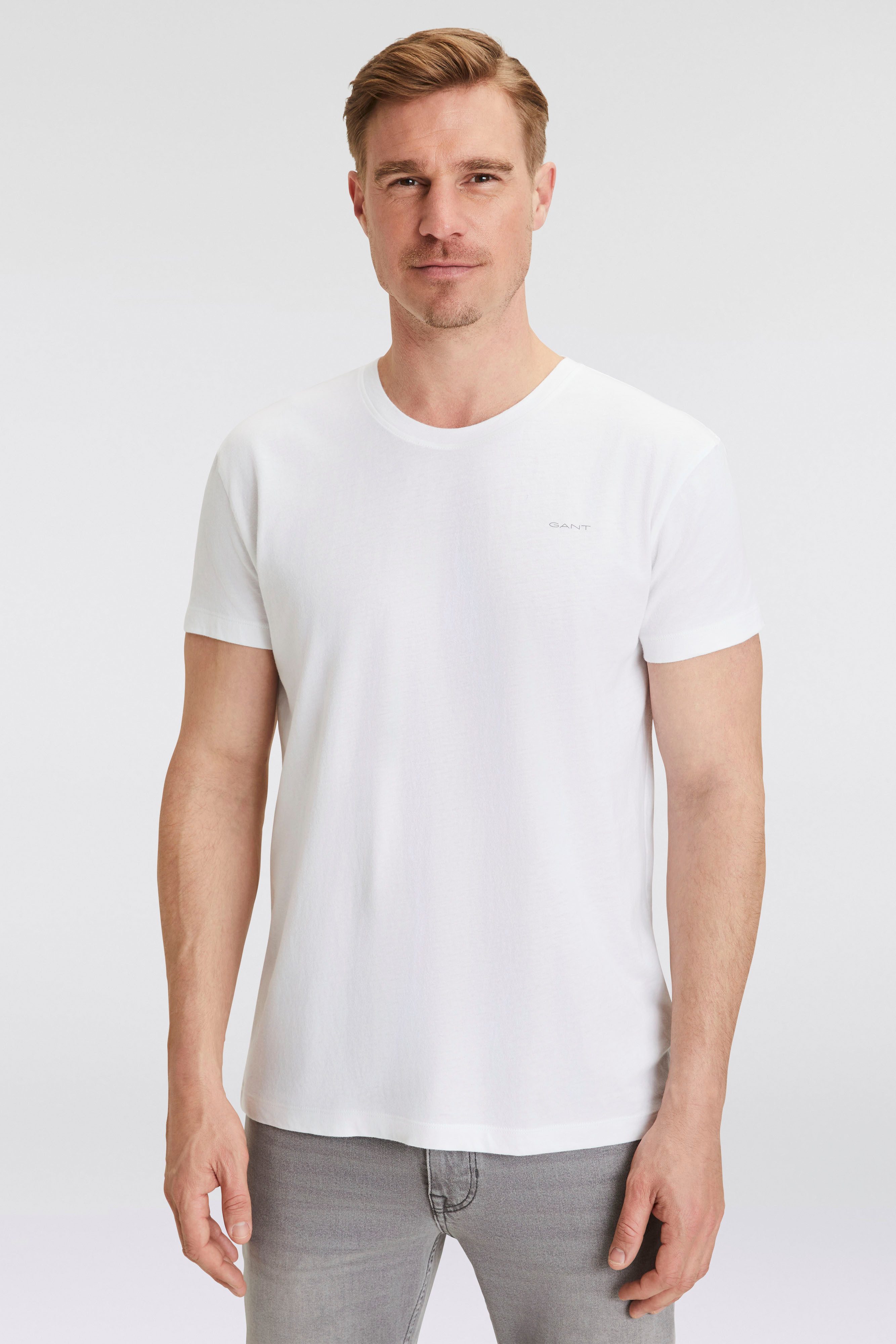Gant T-shirt C-NECK T-SHIRT 2-PACK van bijzonder zacht materiaal (2-delig)