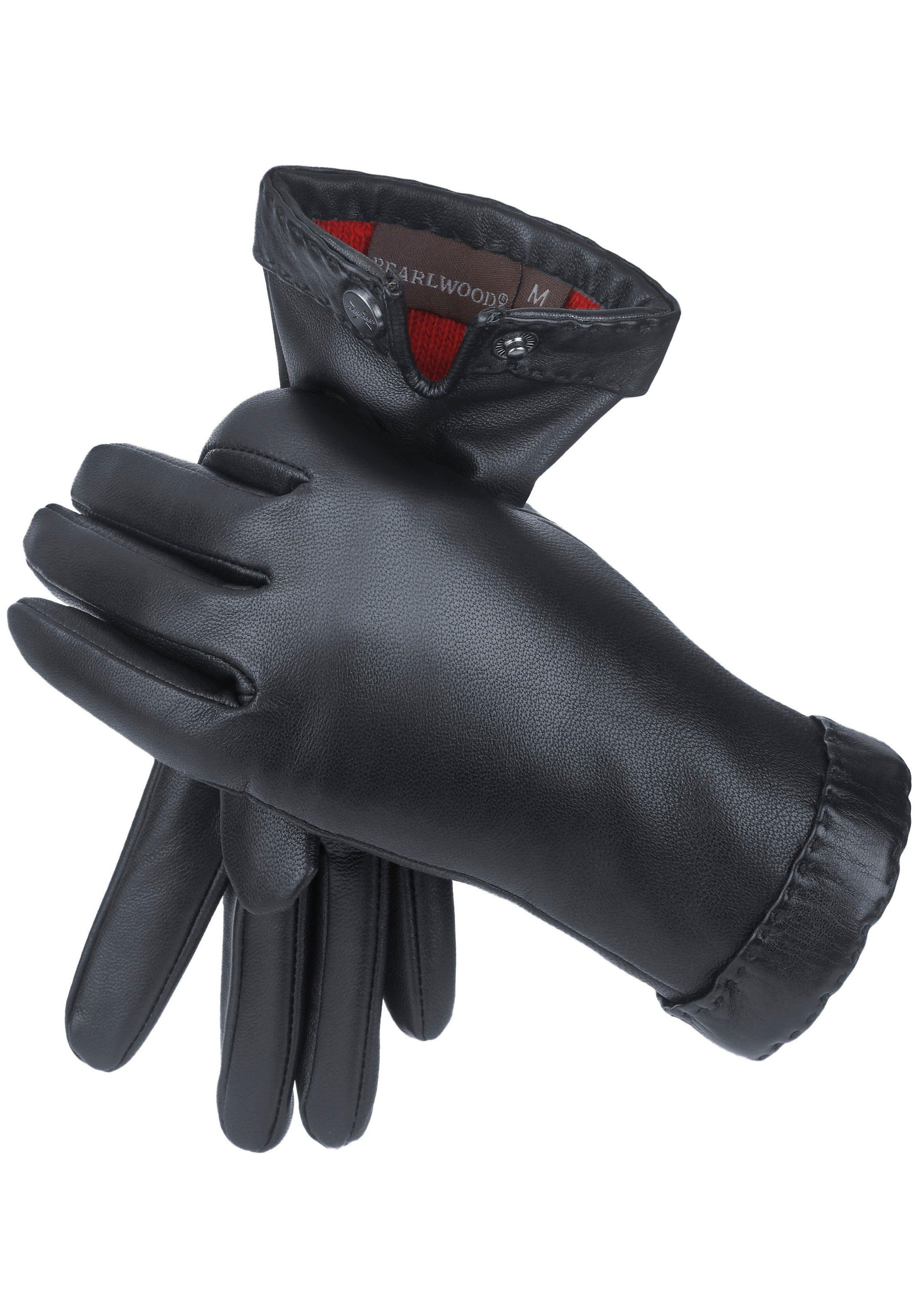 PEARLWOOD Leren handschoenen ANN Decoratieve handstepping aan de zoom