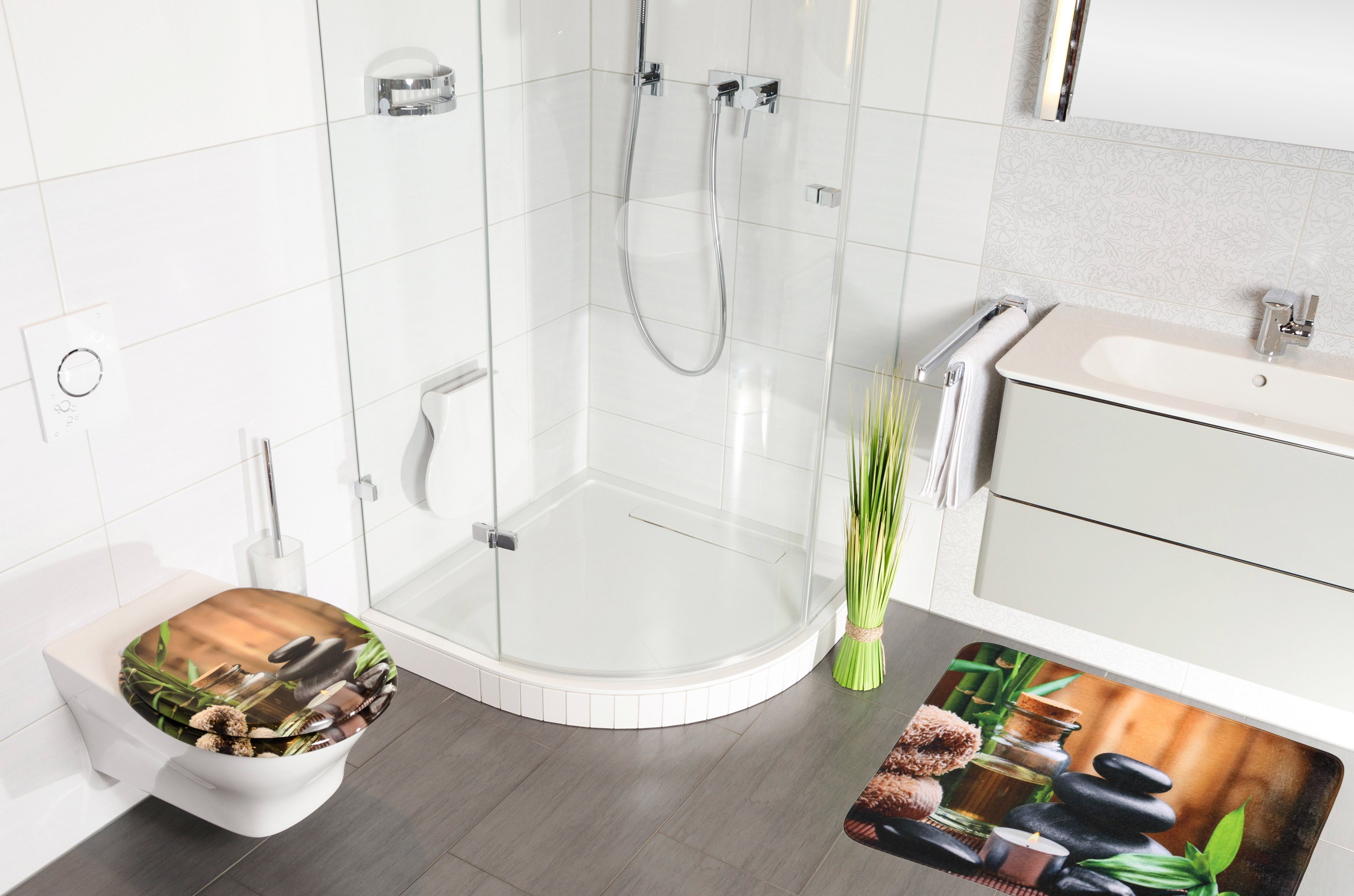 Sanilo Set badkameraccessoires Spa bestaand uit toiletzitting, badmat en wastafelplug (complete set, 3-delig)