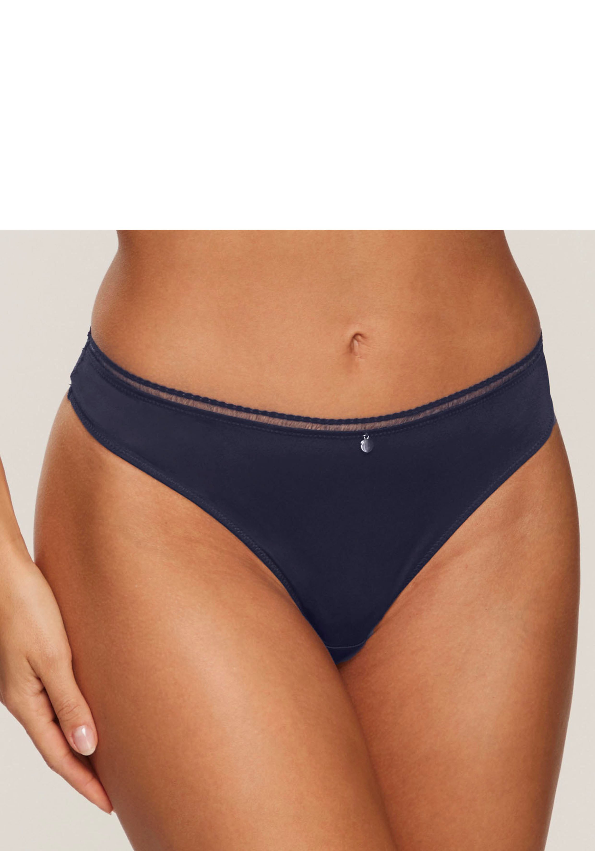s.Oliver RED LABEL Beachwear String Pauline met fijne kant en zacht microtouch-materiaal dames strings maat 44/46 blauw