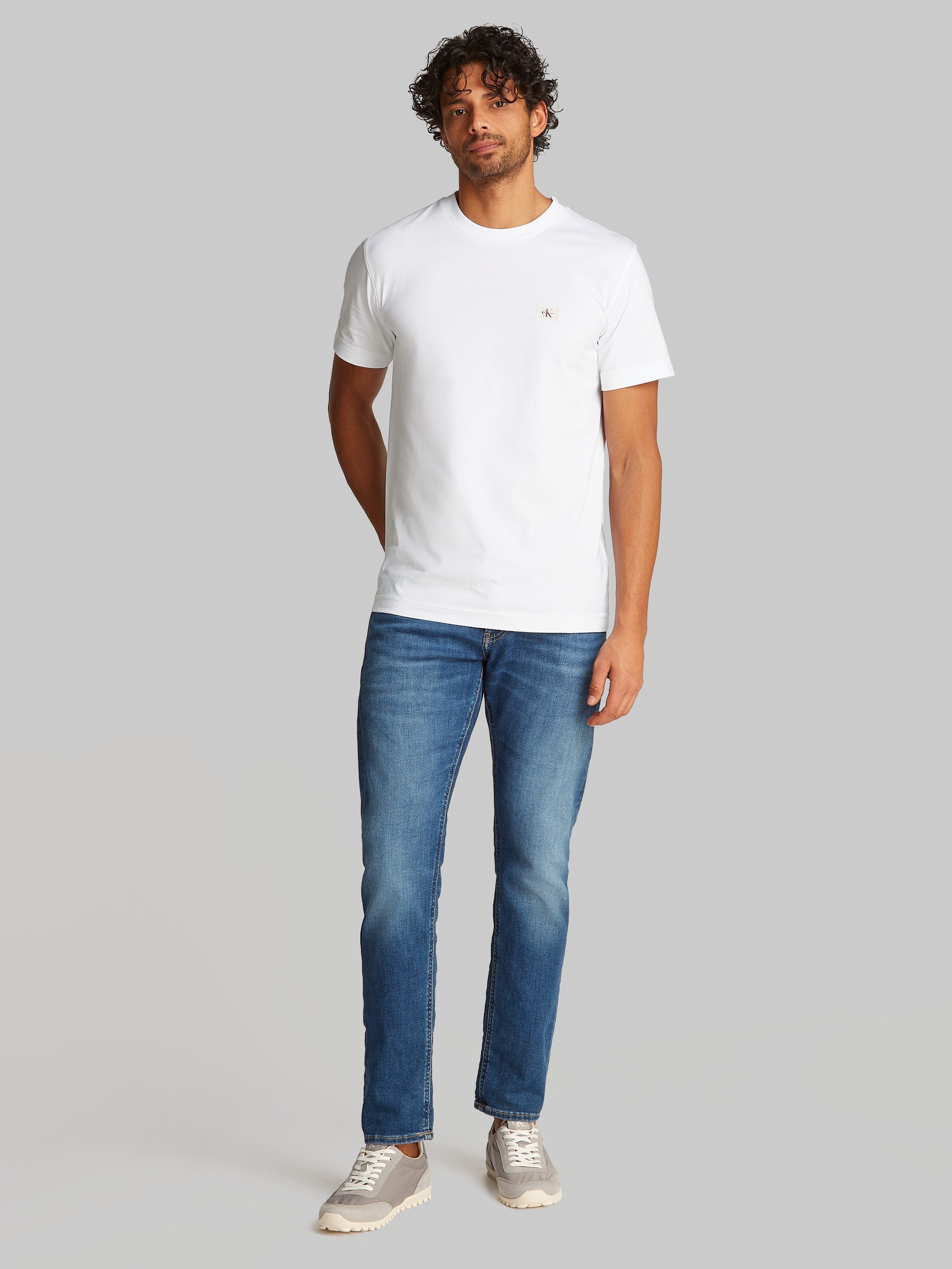 Calvin Klein Shirt met ronde hals WOVEN LABEL REGULAR TEE