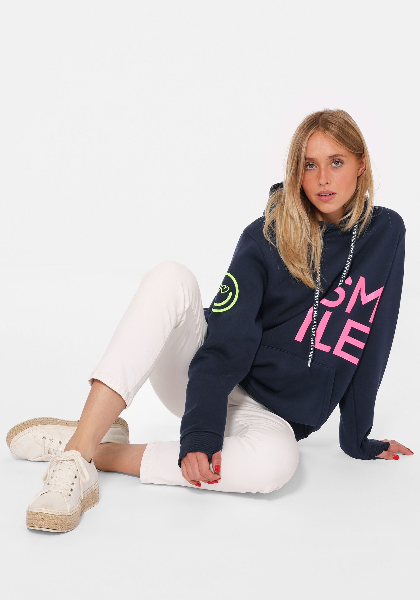 Zwillingsherz Hoodie Alissa met smile-print