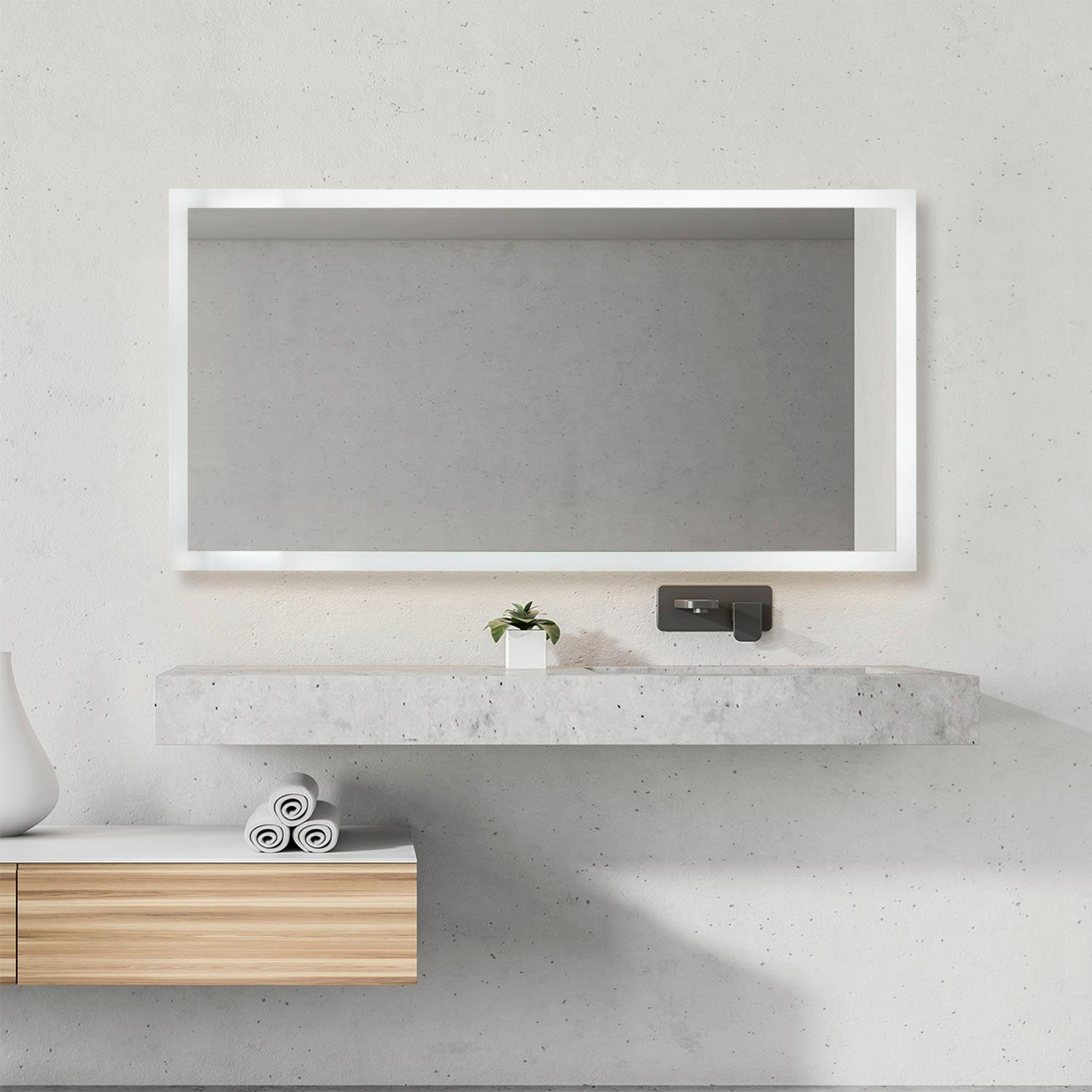 Paco Home Wandlamp BECKY Verlichte spiegel LED touch-schakelaar wandspiegel 4000 K