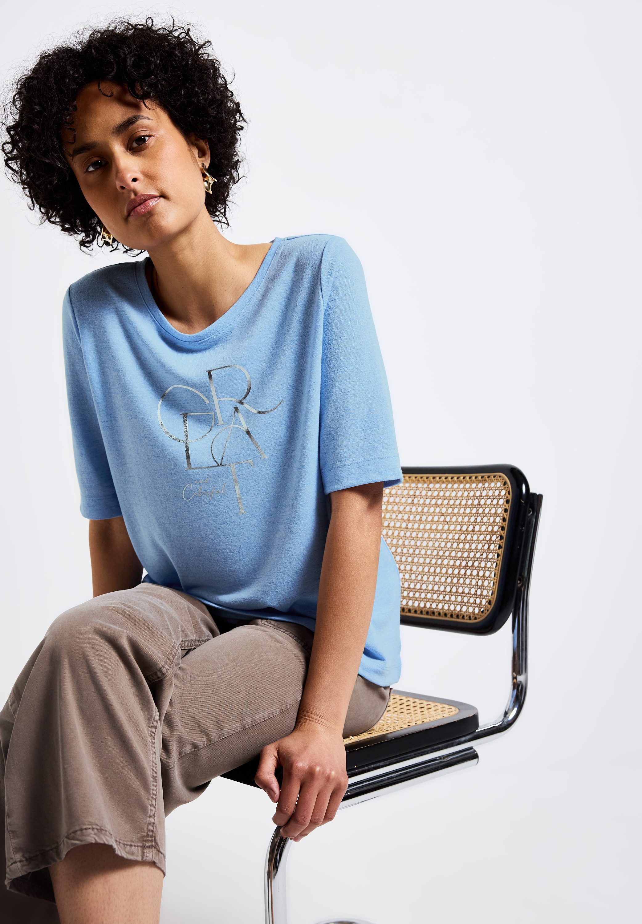 STREET ONE T-shirt met folie-tekst