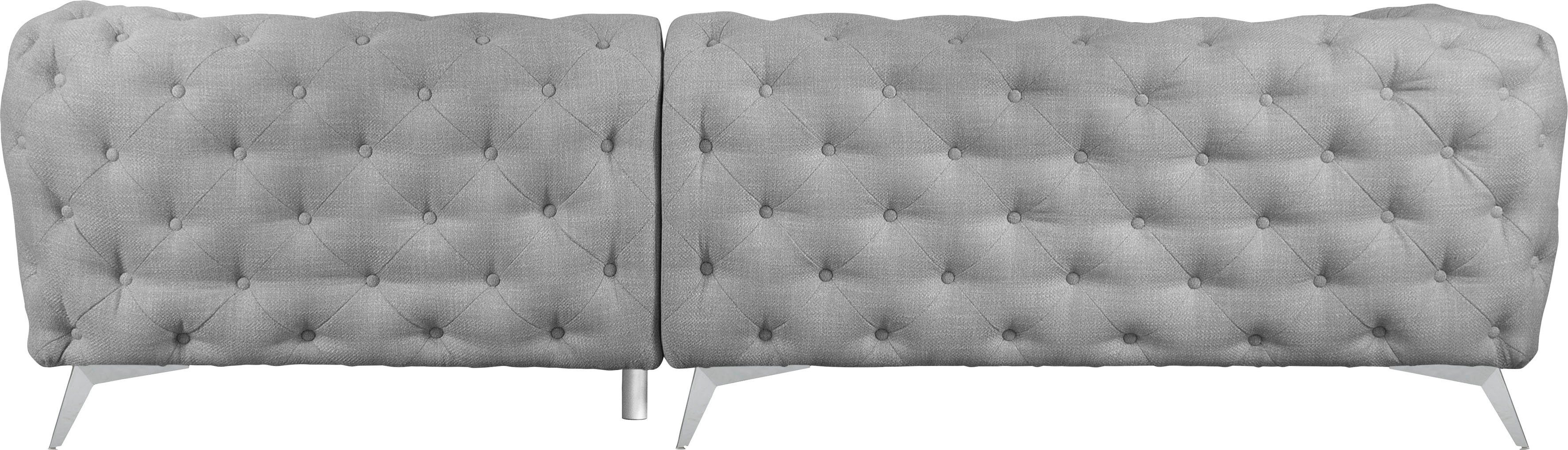 Leonique Chesterfield-bank Glynis L-vorm luxueuze capitonnage, moderne chesterfield look, kleur van de poten ter keuze