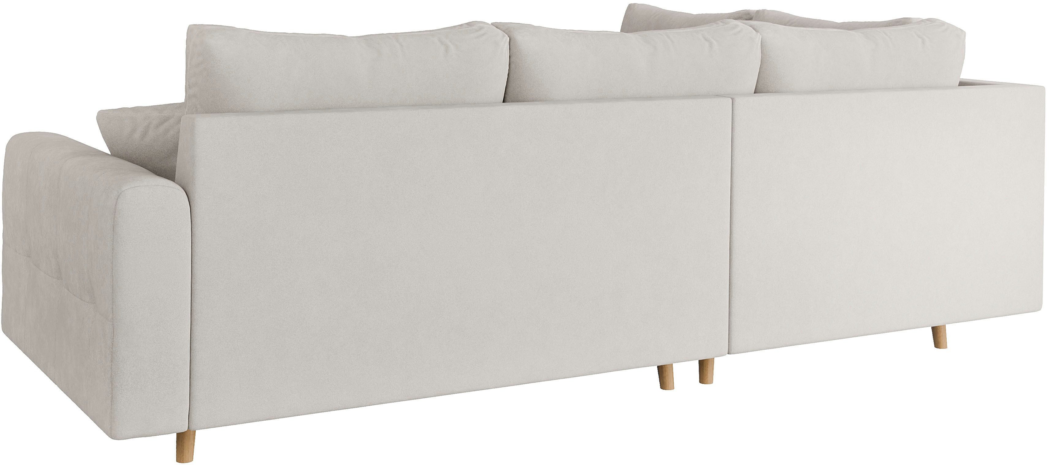 Home affaire Hoekbank CHARRE L-vorm met ottomane, afmetingen B/D/H: 231/161/81 cm fijne stiksels, losse rug- en sierkussens, ook in cord en bouclé