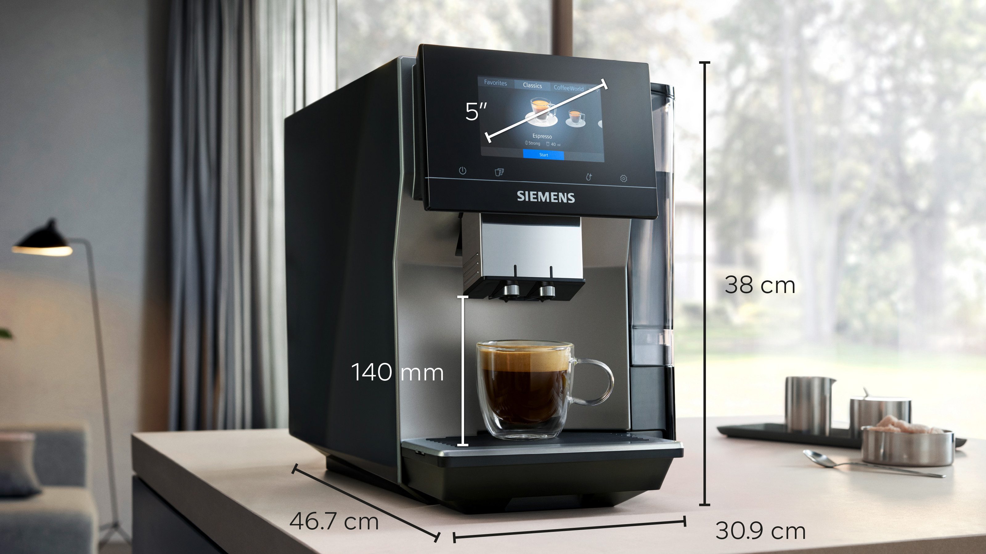 SIEMENS Volautomatisch koffiezetapparaat TP715D01, aromaselect, 10 favorieten, automatische stoomreiniging, grijs