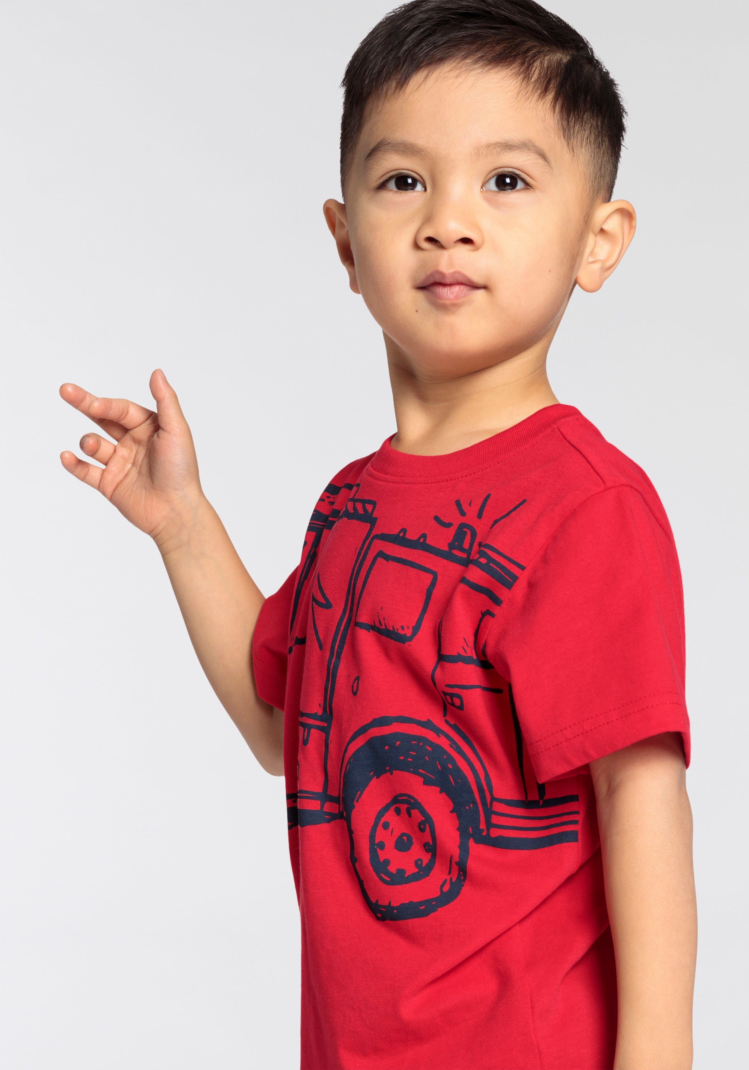 KIDSWORLD T-shirt Brandweer Korte mouwen, basic pasvorm, met trendy print, ronde hals