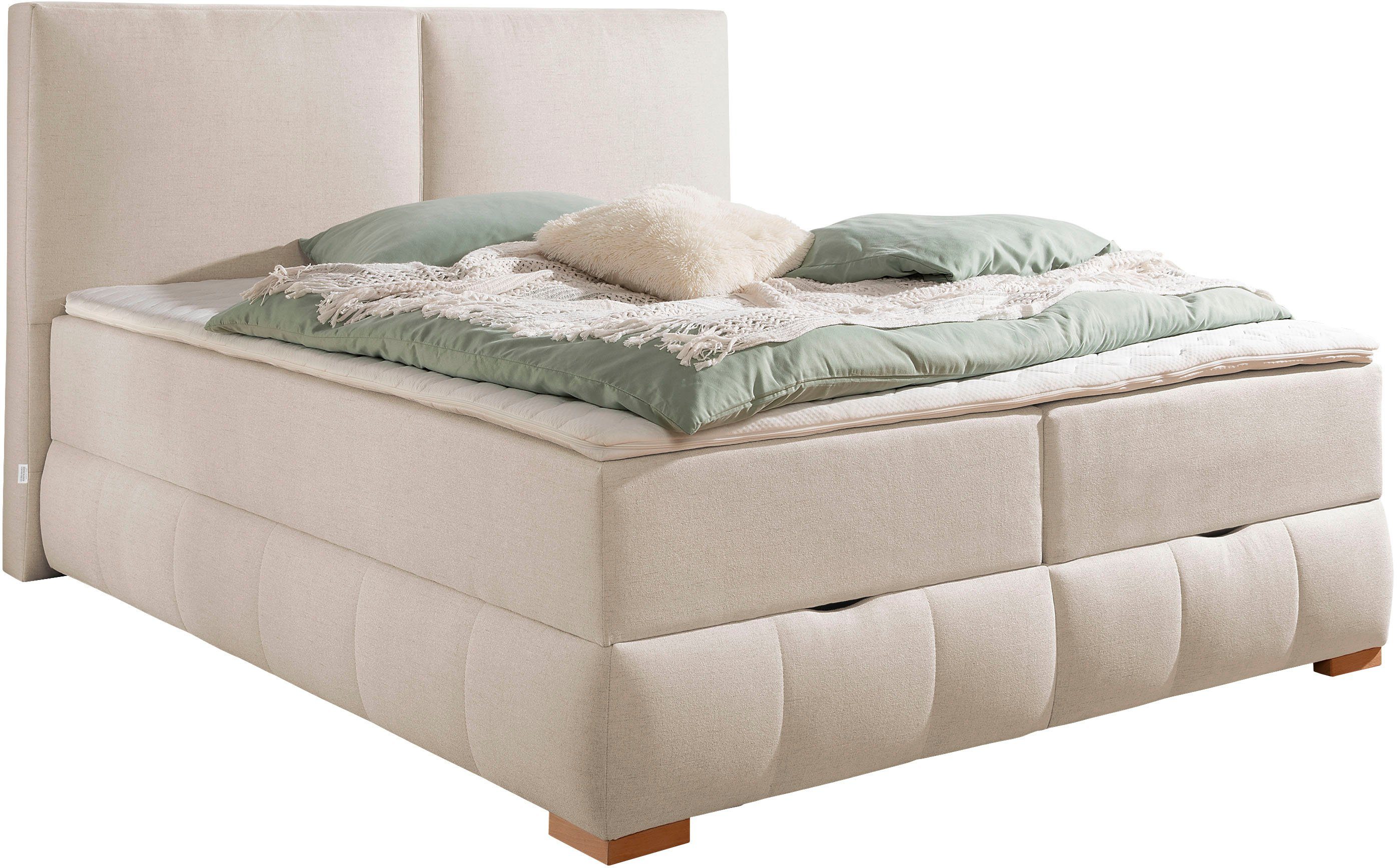 Guido Maria Kretschmer Home&Living Boxspring Wehma in h2, h3 & h4 verkrijgbaar, inclusief topper boxsprings beige
